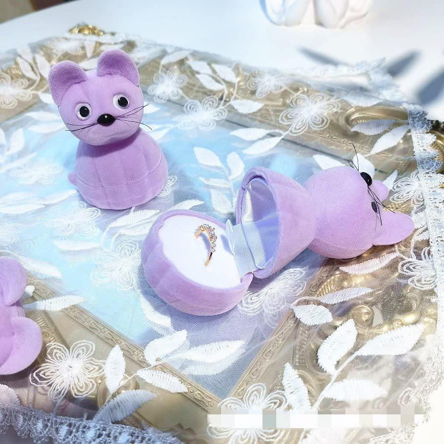24Pcs Purple Velvet Jewelry Box Set - Elegant Cat Design Ring Holder for Earrings, Necklace, Bracelet - Perfect for Wedding Ceremony, Engagement, Gift Display & Jewelry Storage - Great for Bridal Shower, Anniversary, Valentine's Day Gifts