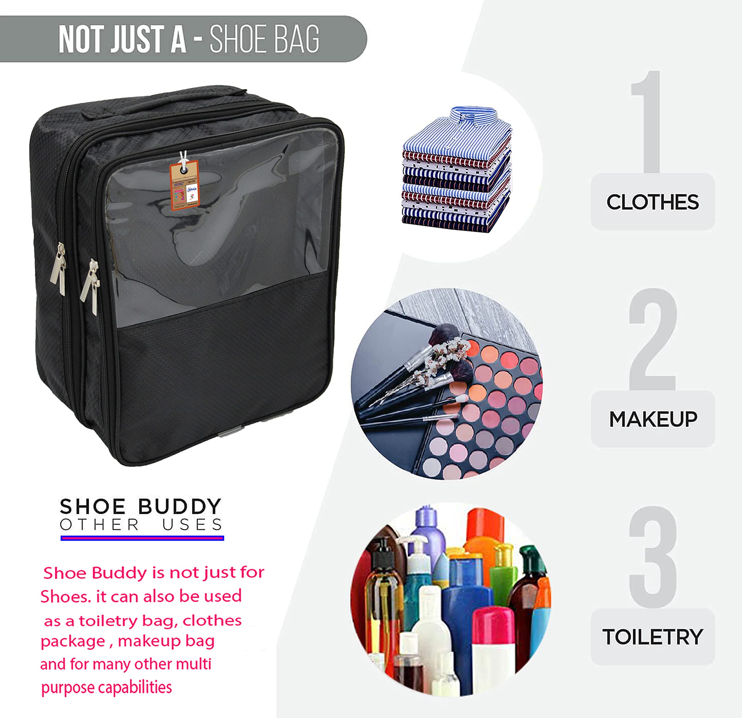 Waterproof Travel Shoe Bags with Zipper - Atorakushon® Fabric Storage Organizer for Men & Women (Black) - Perfect for Gym & Vacation Packing
