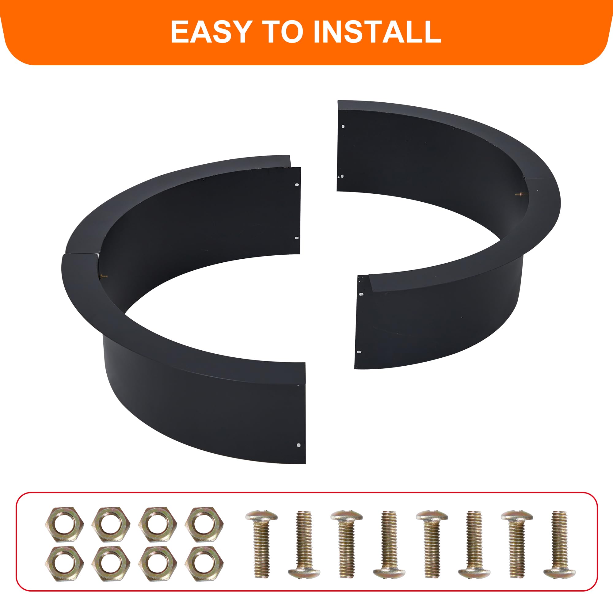 GARVEE 30 Inch Heavy Duty Fire Pit Ring - 2.5MM Thick Steel Rust Resistant Outdoor Fire Pit - 36 Inch Outer Diameter for In-Ground or Above Ground Installation - Perfect for Backyard, Patio, and Camping Fire Pits
