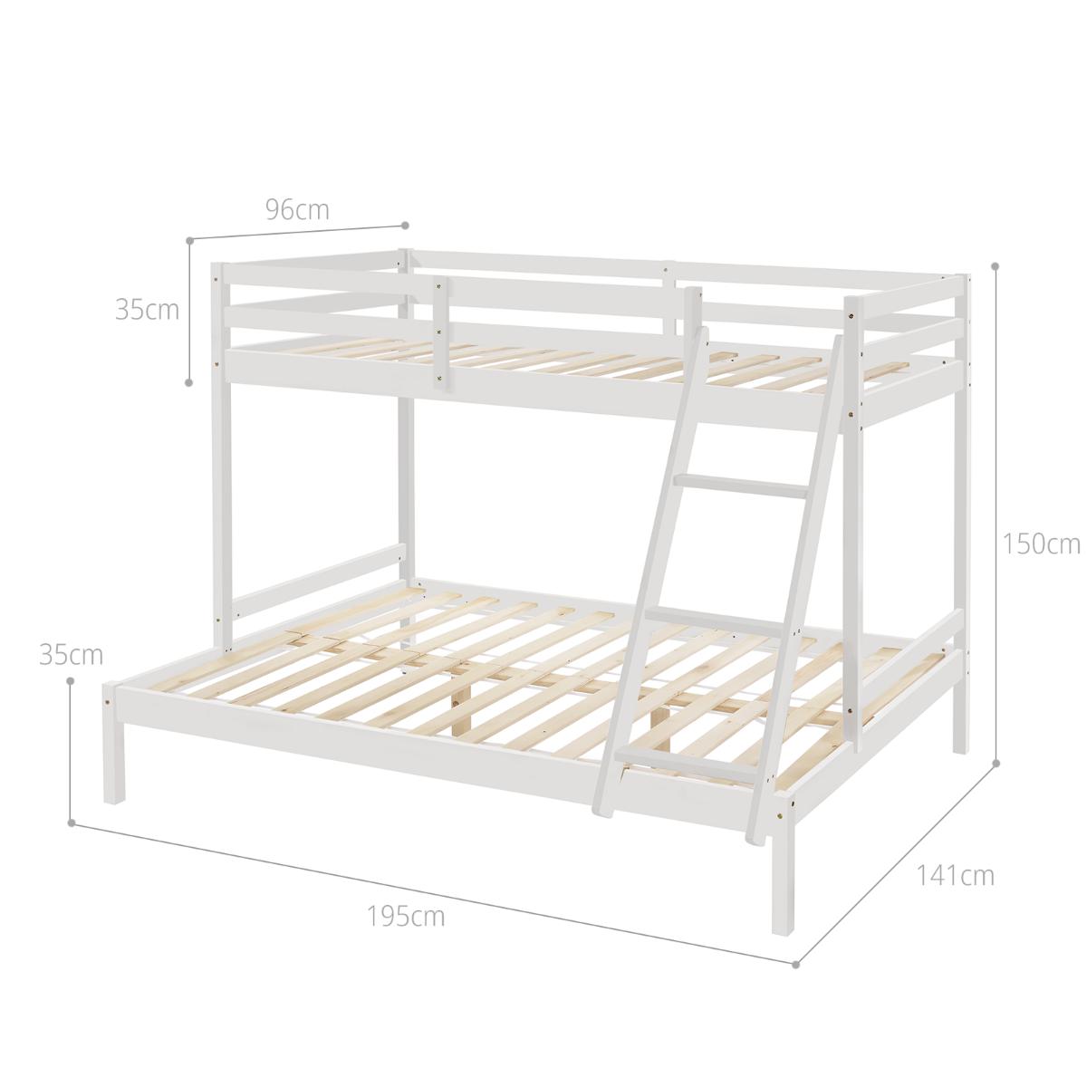 Solid Wood Triple Bunk Bed for Kids - Single Over Double Design in White | Space-Saving Bedroom Furniture for Siblings or Sleepovers