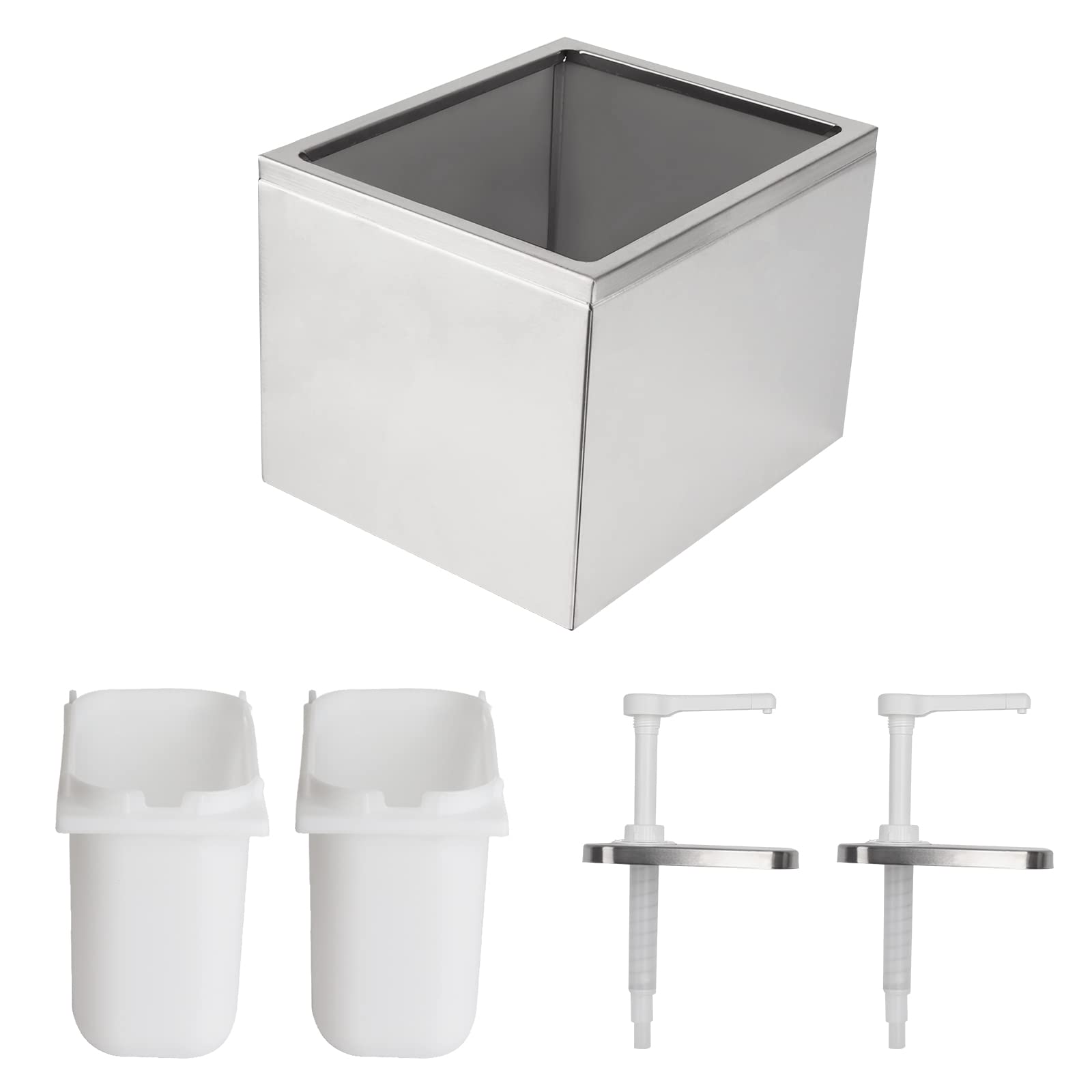 Manste 1Pack 4L Stainless Steel Condiment Pump Dispenser for Salad, Jam, Seasoning & Sauces - Commercial Kitchen, Restaurant & Home Use
