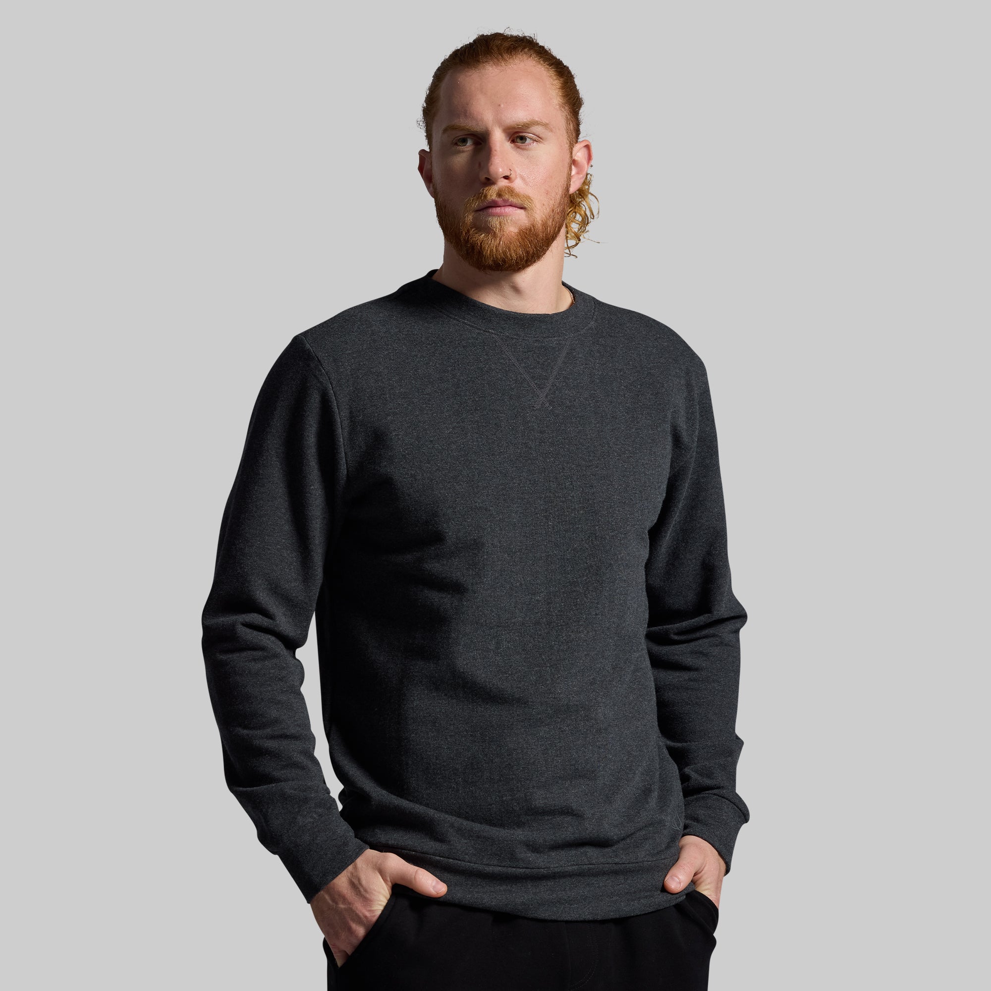 Premium Men's Crewneck Sweatshirt - Soft Cotton Blend, Charcoal Grey - Perfect for Casual Wear, Gym & Outdoor Activities