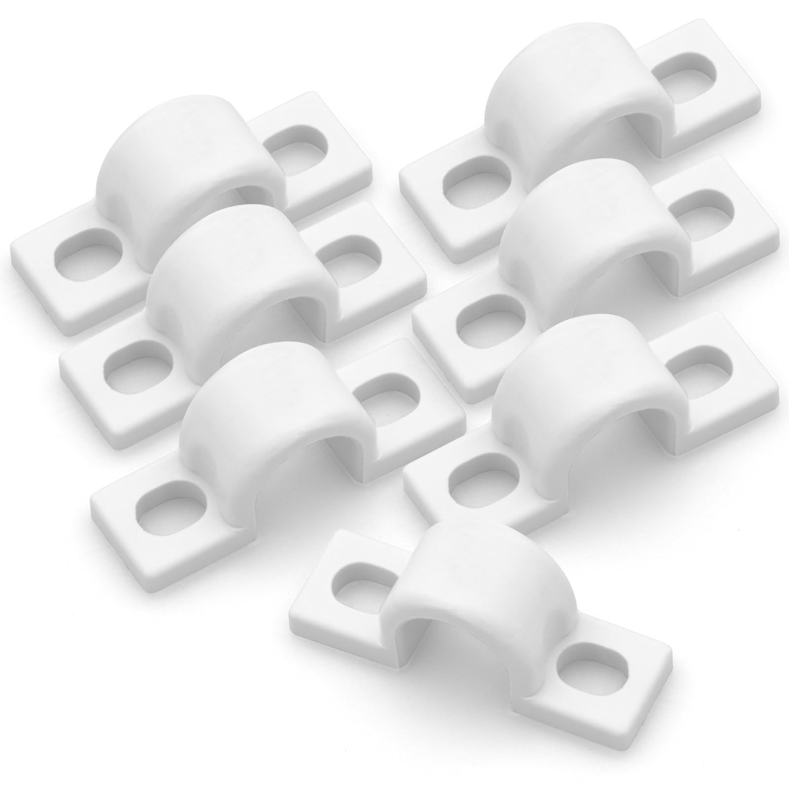 12Pcs White Plastic Wire Shelf Loop Clips - 8.5mm Wall Mounted Brackets for Wire Shelving, Drywall & Concrete Installation - Perfect for Garage Storage, Pantry Organization & Closet Shelving Systems