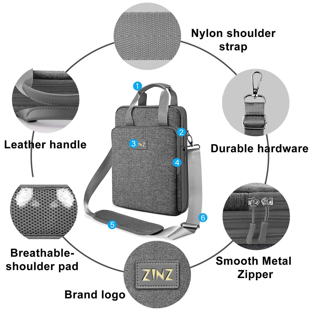 ZINZ Slim Expandable Laptop Shoulder Bag for MacBook Air 13