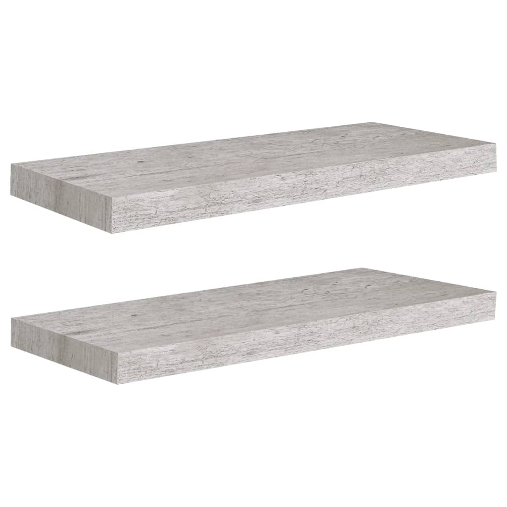 Floating Shelf Wall Mount - 2 Pack Concrete Gray MDF Shelves 23.6