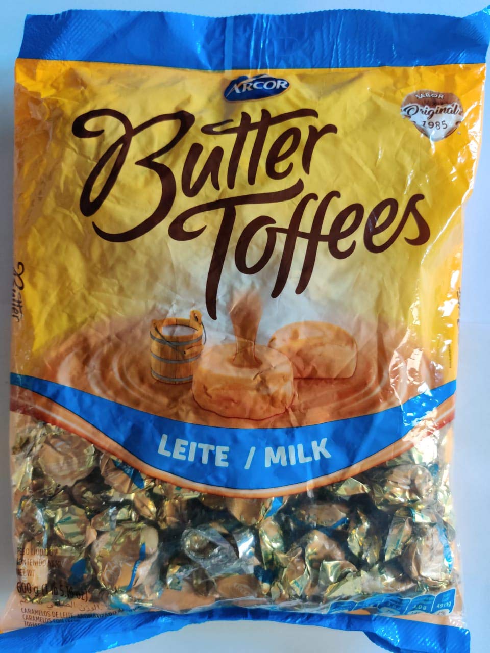 ARCOR Bala Butter Toffees Leite 600g (1.5 lbs) - Creamy Milk Caramel Flavor Candy - Perfect for Parties, Gifts & Sweet Cravings