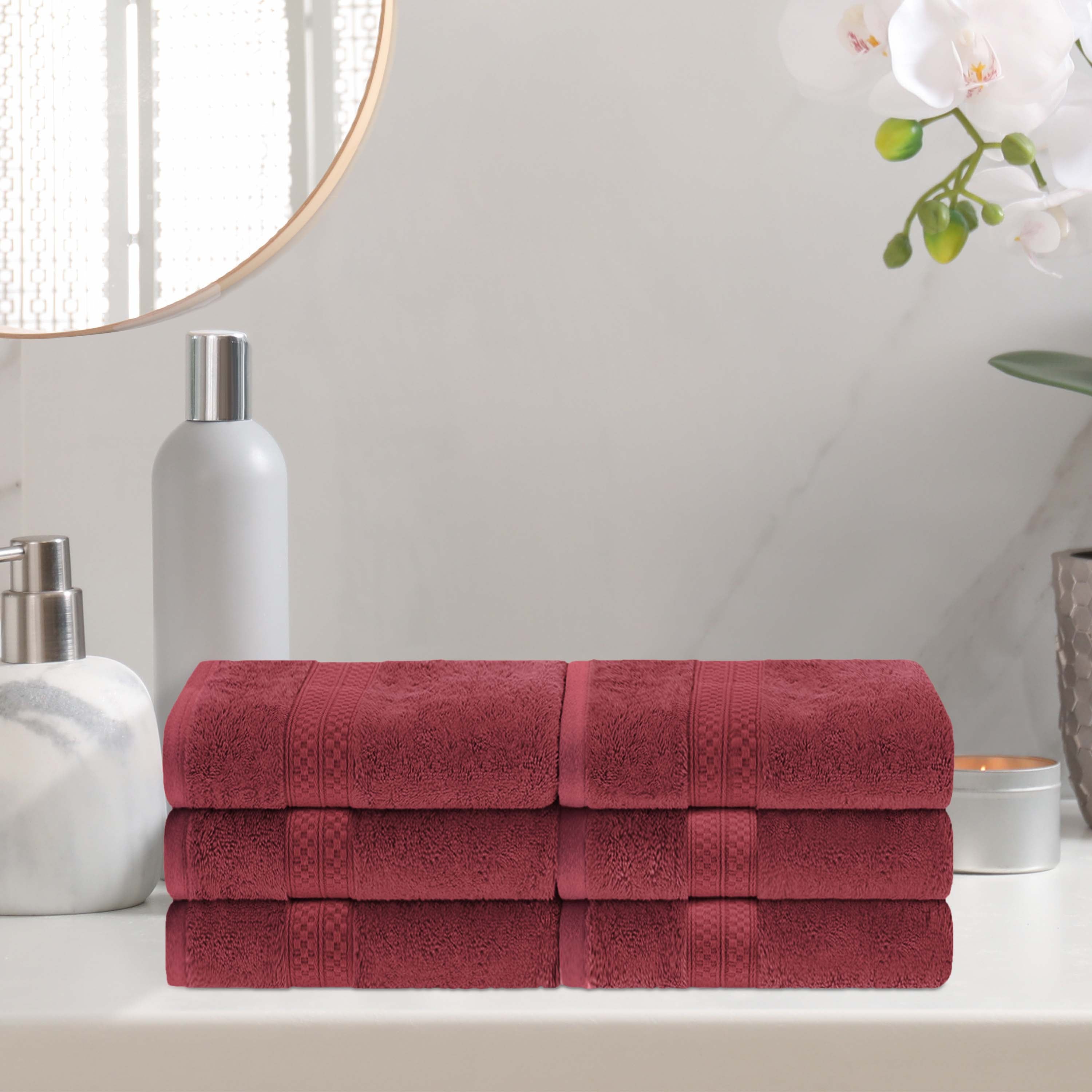 Premium 6-Piece Rayon Bamboo Blend Hand Towel Set - Soft, Absorbent & Eco-Friendly for Bathroom, Kitchen & Spa Use