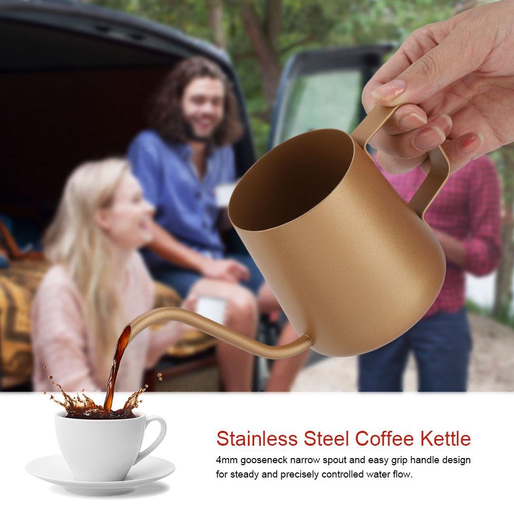 Premium 350ml Stainless Steel Gooseneck Coffee Kettle - Precision Pour Over Drip Coffee Maker & Tea Pot (Coffee Gold) - Ideal for Home Baristas, Specialty Coffee Brewing & Tea Lovers