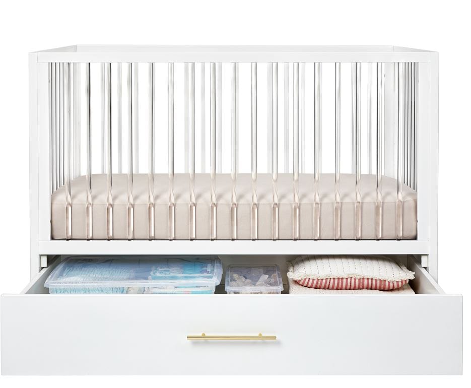 Hush Crib with Trundle & Custom Fabric Mattress - Space-Saving Nursery Bed with Pull-Out Sleeper for Baby & Toddler - Perfect for Small Rooms, Guest Rooms & Shared Kids' Bedrooms