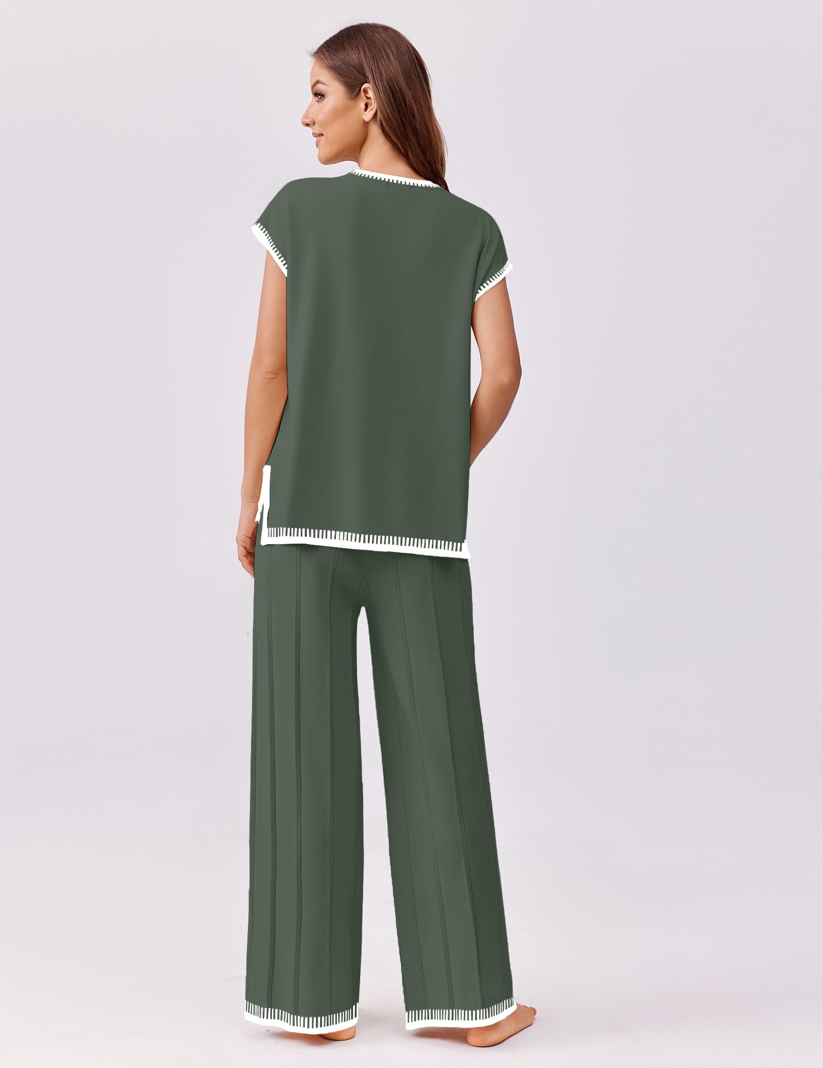 Ekouaer Women's Knit Sweater and Wide Leg Pants Lounge Set - 2 Piece Matching Outfit for Casual Wear, Home Comfort & Fall Fashion