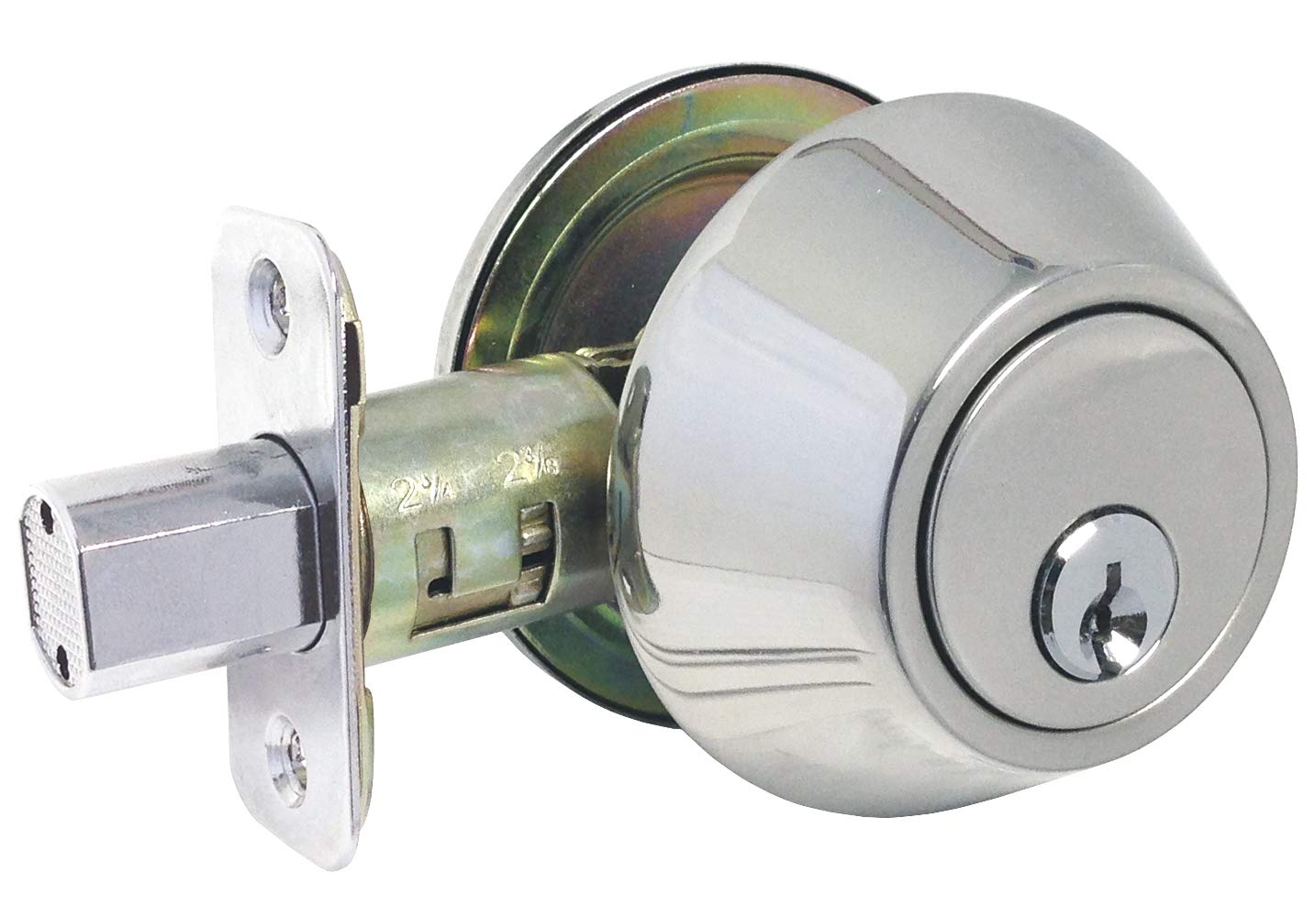 Polished Chrome Door Lever Handle - Entry, Privacy, Passage, Dummy & Deadbolt Lock Set 835CR - Single Cylinder Deadbolt Keyed Alike - Perfect for Home, Office & Commercial Security