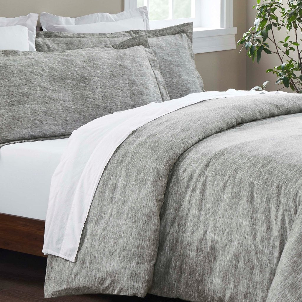 Soft Melange Flannel Cotton Two-Toned Brushed Duvet Cover Set - Cozy Bedding for Winter Nights & Guest Room Comfort