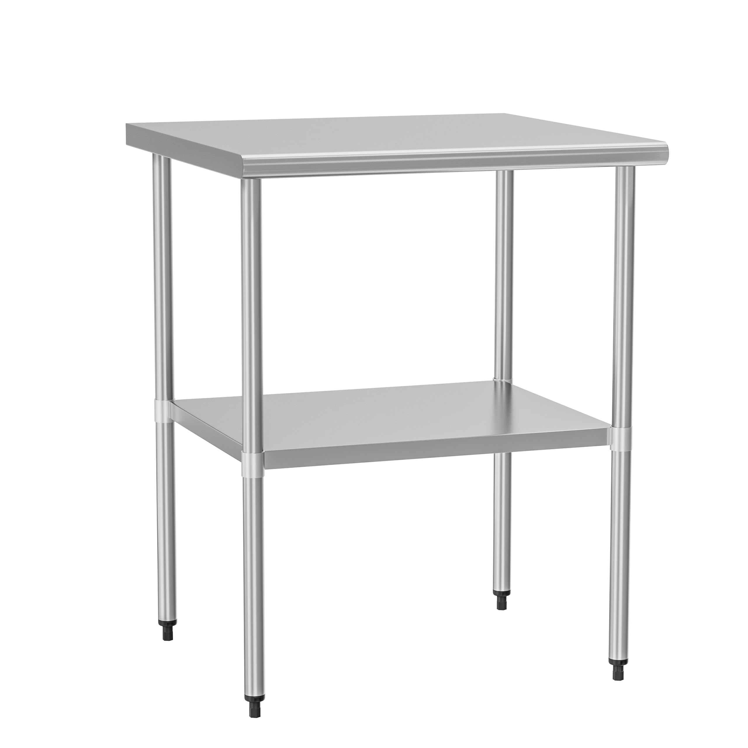 Stainless Steel Rolling Kitchen Worktable 30x30 Inches - Adjustable Undershelf & Backsplash Metal Prep Table for Restaurant, Bar, Outdoor Cooking & Garage Workshop - Perfect for Food Preparation, Catering & DIY Projects