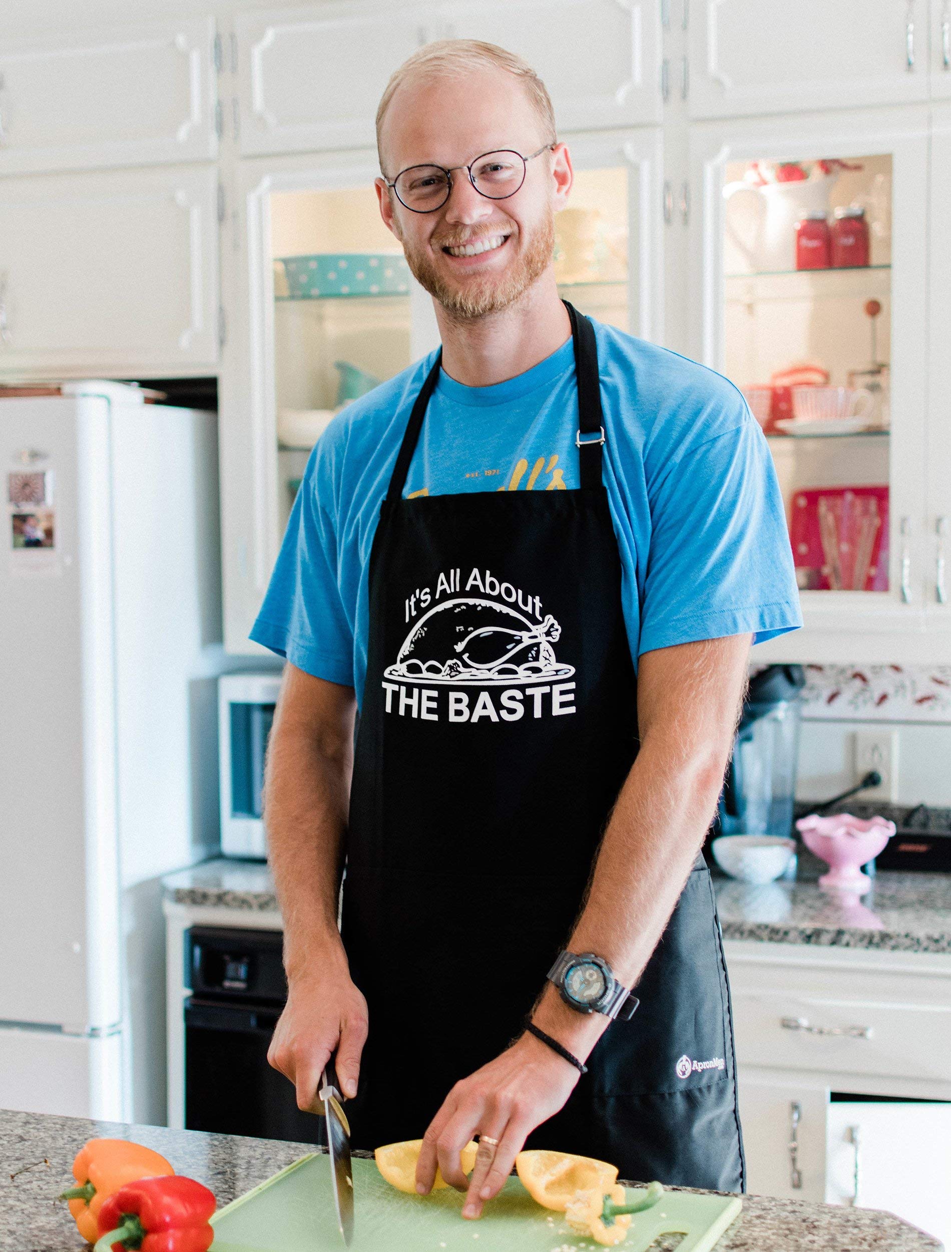 Funny BBQ Apron - It's All About The Baste - Perfect for Grilling, Cooking & Outdoor Parties - Great Gift for Grill Masters & BBQ Lovers