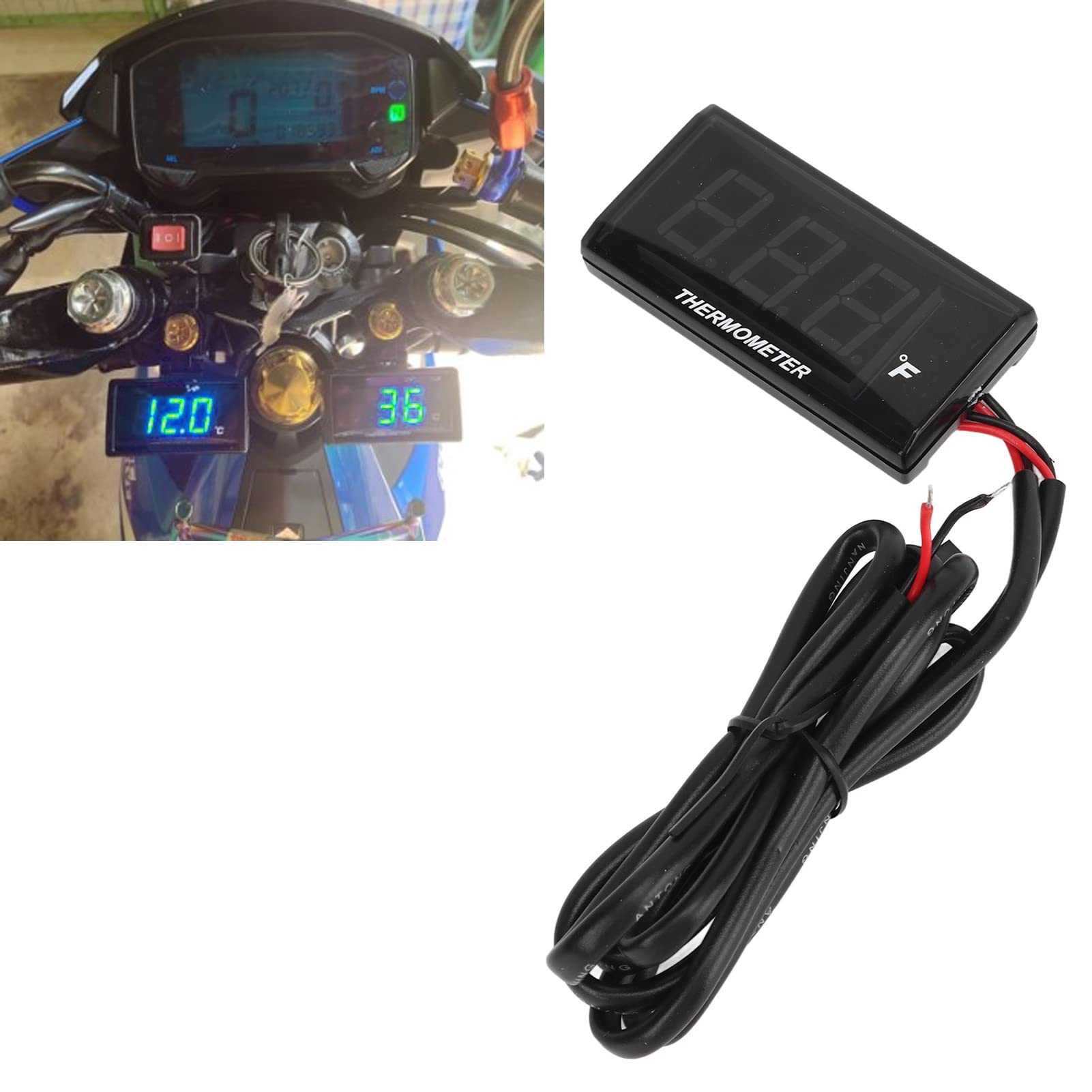 Universal 12V Motorcycle Water Temp Gauge - Ultra Thin LCD for Bike Mods & Racing