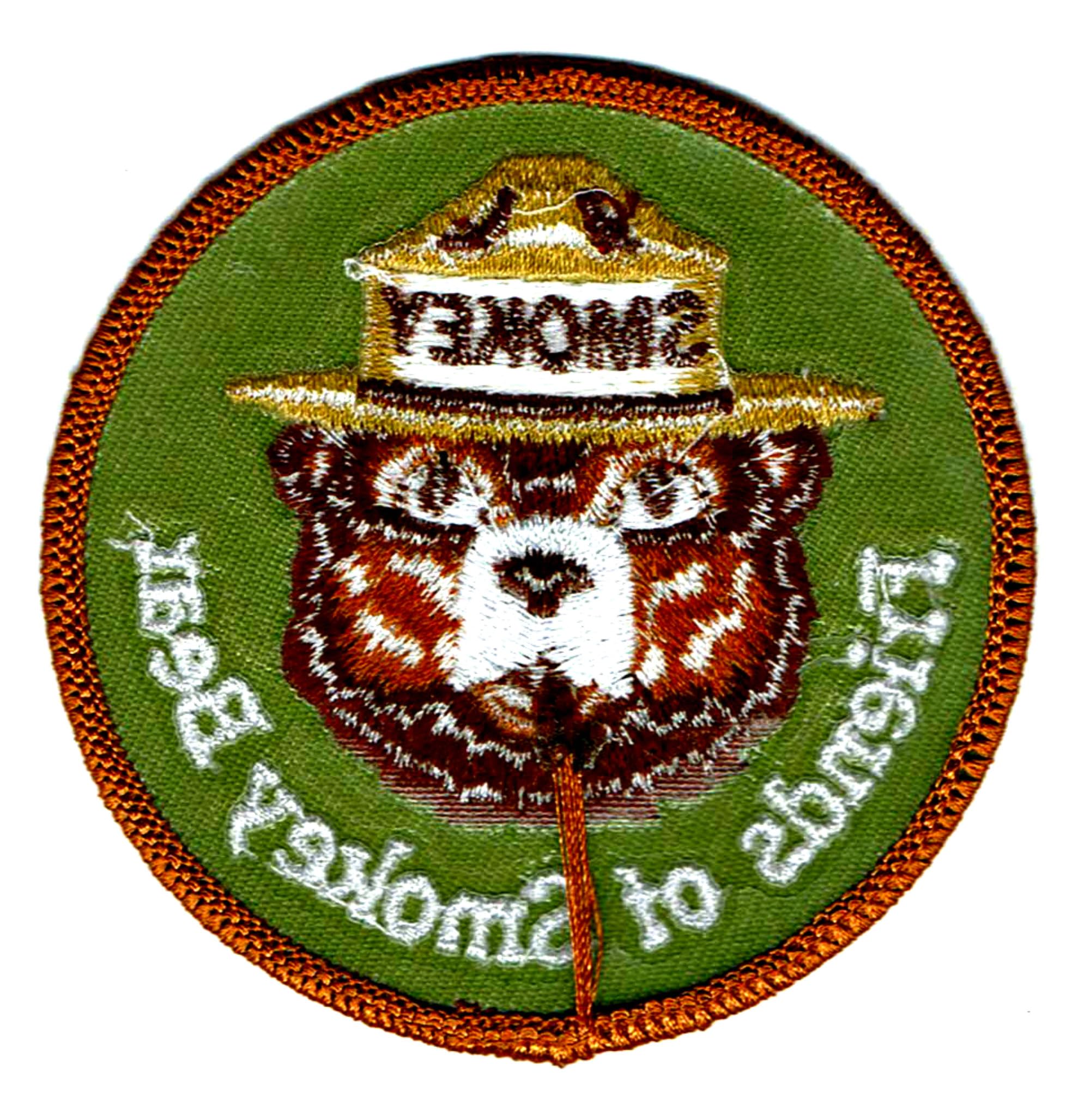 Smokey Bear Vintage Friends of Smokey Bear Embroidered Iron On Patch 1986 - Collectible National Park Souvenir for Jackets, Backpacks & Hats