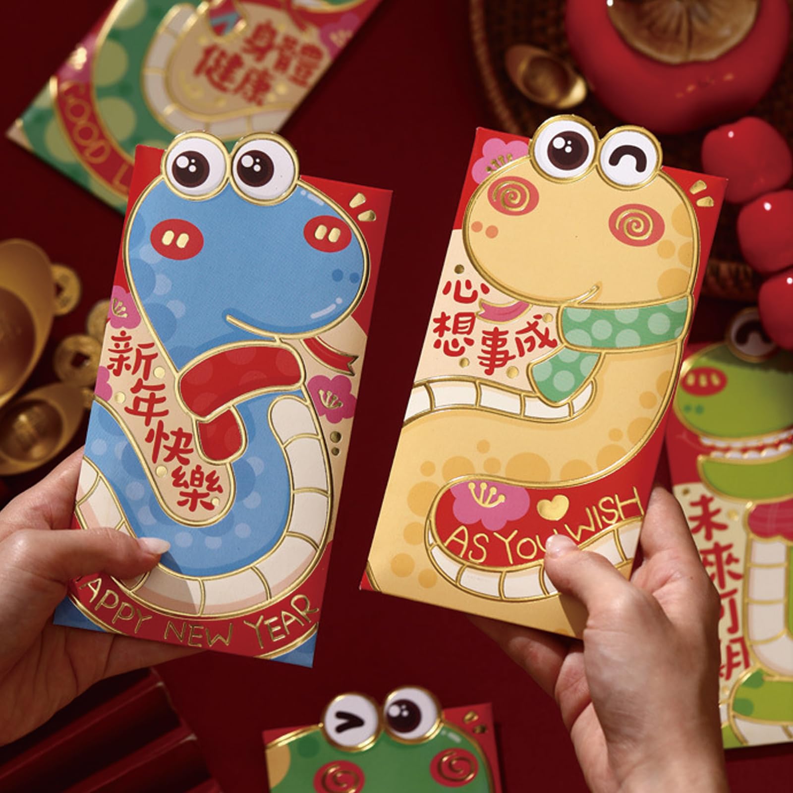 48Pcs Chinese New Year Red Envelopes 2025 - Cartoon Snake Design Lucky Money Envelopes for Lunar New Year, Birthday, Wedding (Hongbao) | Perfect for Spring Festival Gifts, Snake Year Celebrations & Cash Gifting