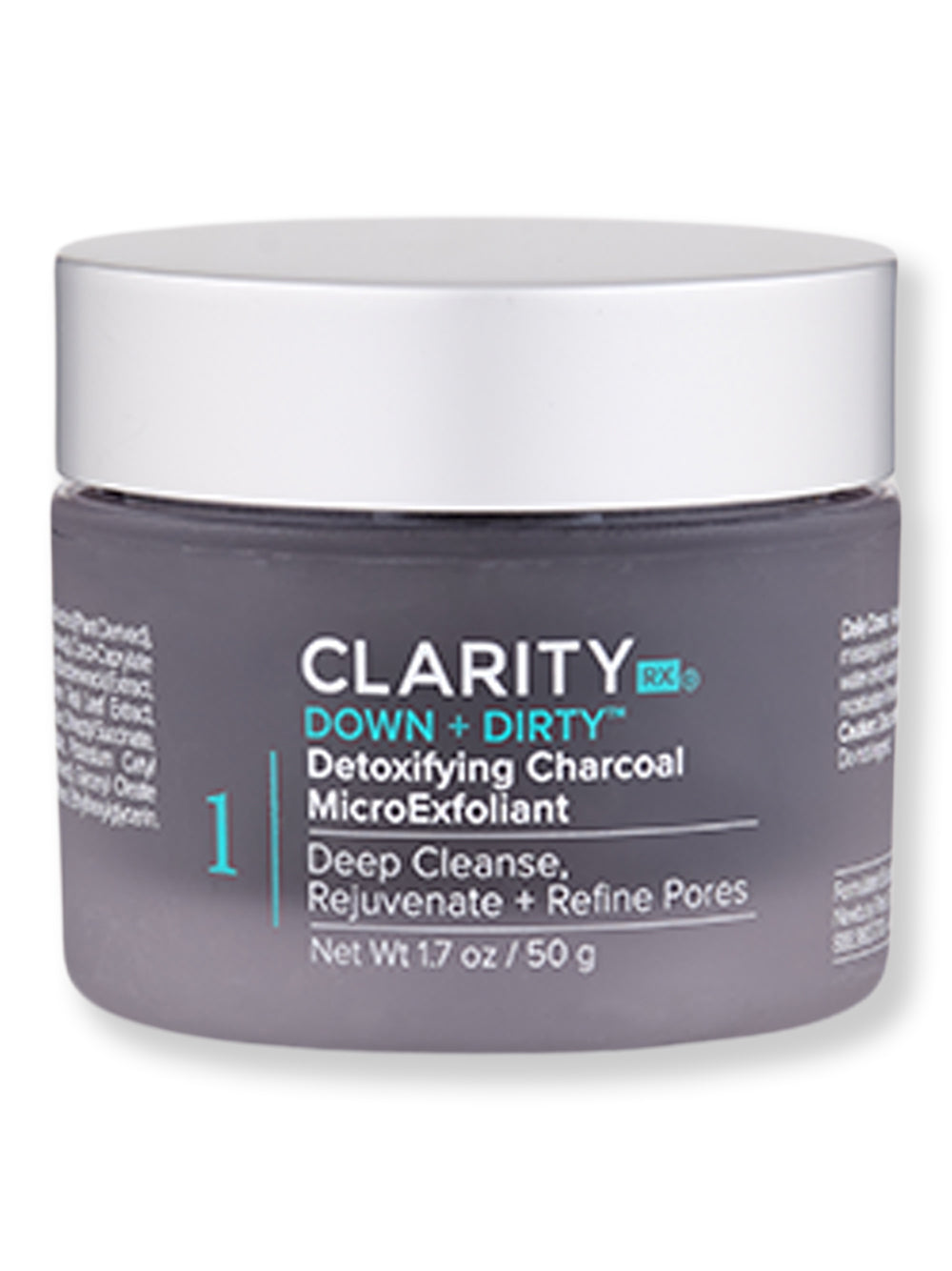 ClarityRx Detoxifying Charcoal Face Scrub - Deep Cleansing Micro Exfoliant for Blackheads & Pores - Perfect for Oily & Acne-Prone Skin - Use for Weekly Deep Cleanse & Glowing Complexion