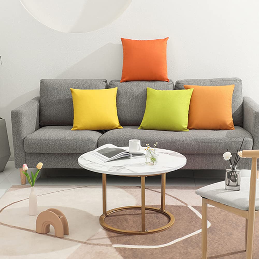WEMEON Outdoor Waterproof Pillow Covers 18x18 Inch Set of 4 - Decorative Square Patio Furniture Pillow Covers for Couch, Balcony, Garden, Camping (Orange & Yellow) - Perfect for Outdoor Lounging, Picnics, and Poolside Relaxation