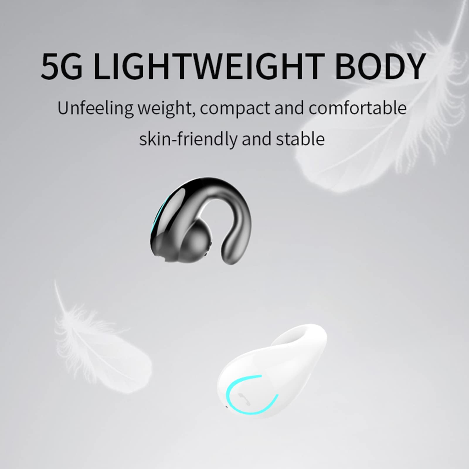 Open Ear Wireless Bluetooth Earbuds - Sports Headphones with Microphone, Waterproof & Lightweight for Running, Workout - Long Battery Life, Compatible with Android/iOS (Grey) | Perfect for Gym, Jogging & Outdoor Activities