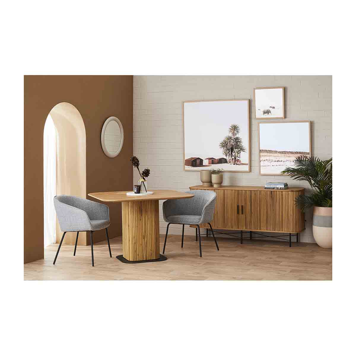 Halo Fabric Dining Arm Chair - Modern Upholstered Side Chair for Kitchen, Dining Room & Office - Comfortable & Stylish Seating Solution