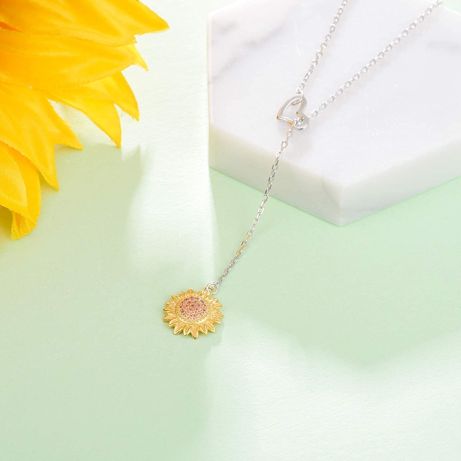 925 Sterling Silver Sunflower Pendant Necklace - 'You Are My Sunshine' Jewelry Gift for Women, Wife | Elegant Fashion Accessory for Birthday, Anniversary & Everyday Wear