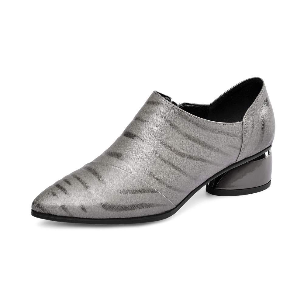 TinaCus Women's Genuine Leather Pointed Toe Side Zipper Pumps - Handmade Low Heel Casual Shoes for Office, Party & Daily Wear
