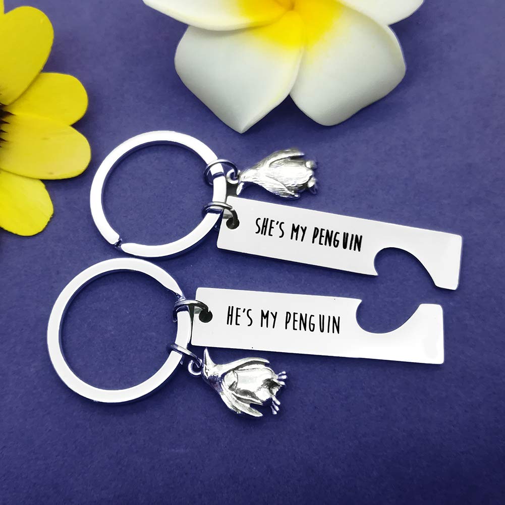 Cute Penguin Couple Keychain Set - Personalized Matching Gifts for Girlfriend & Boyfriend - Perfect for Christmas, Wedding & Anniversary - Couples Jewelry & Romantic Keepsake for Date Night & Travel