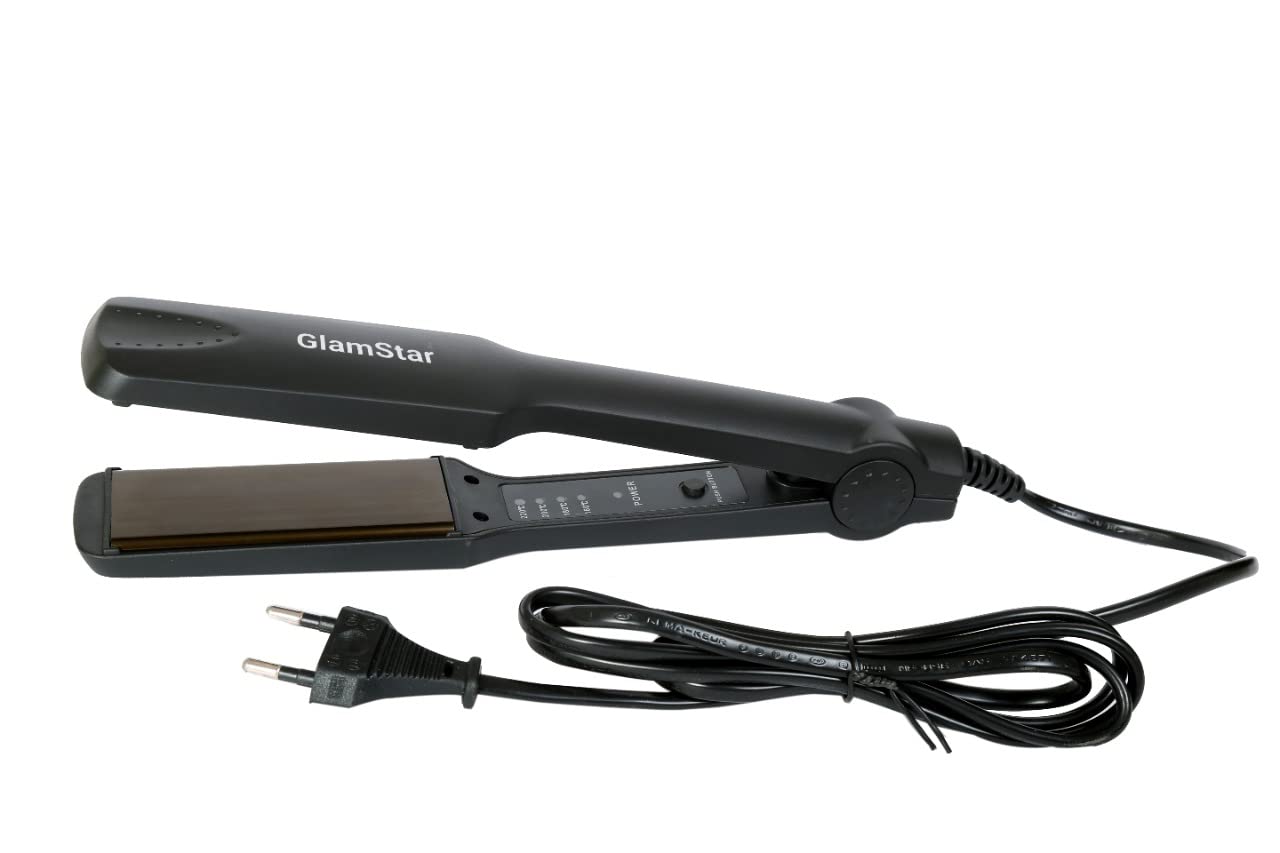 GlamStar Professional Hair Straightener KM329 - 1 Inch Flat Iron for Smooth & Shiny Hair - Perfect for Home, Salon & Travel Use