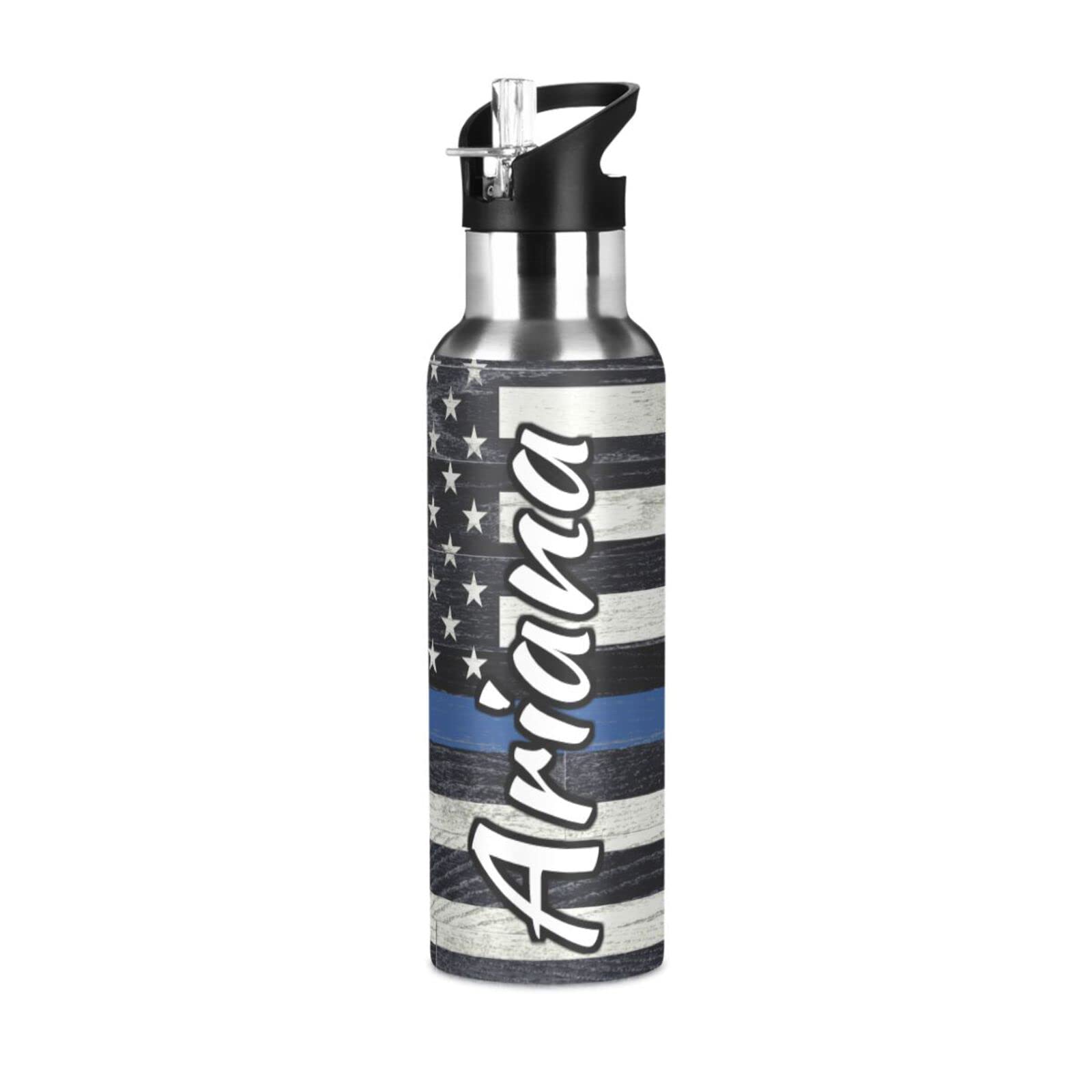 Custom Personalized 33oz Insulated Stainless Steel Water Bottle with Straw Lid - American Flag Design, Vacuum Insulated Sports Bottle for Hiking, Cycling, Gym & Outdoor Activities