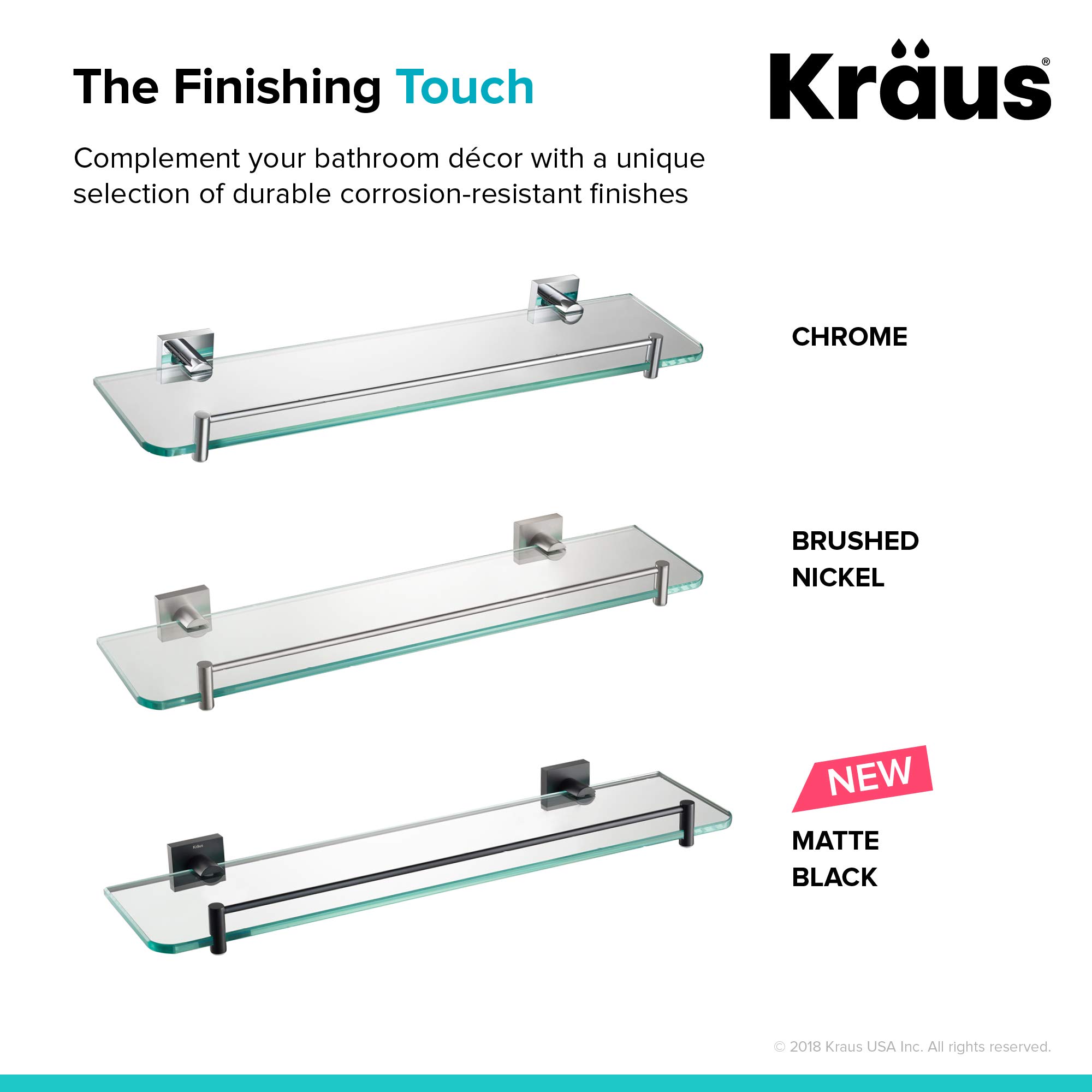 KRAUS Ventus Bathroom Shelf - Chrome Finish Wall Mounted Storage Organizer KEA-17745CH - Perfect for Showers, Bathtubs & Small Bathroom Spaces