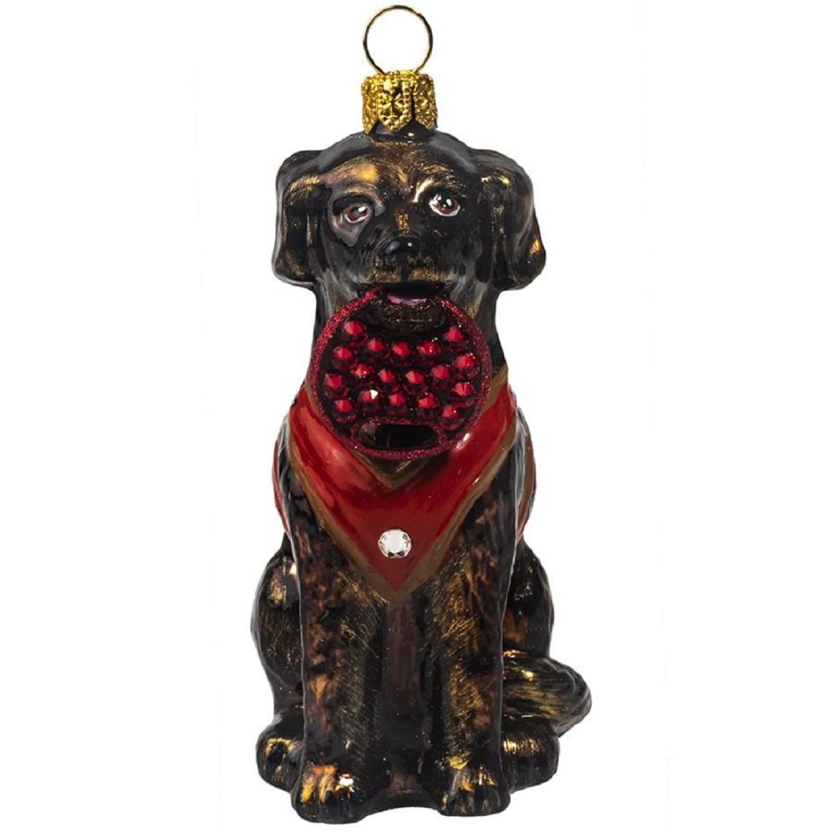 Chocolate Labrador Retriever Crystal Fetching Disc Dog Ornament - Handcrafted Labrador Decor for Pet Lovers | Perfect for Home Decor, Gift for Dog Owners & Labrador Enthusiasts