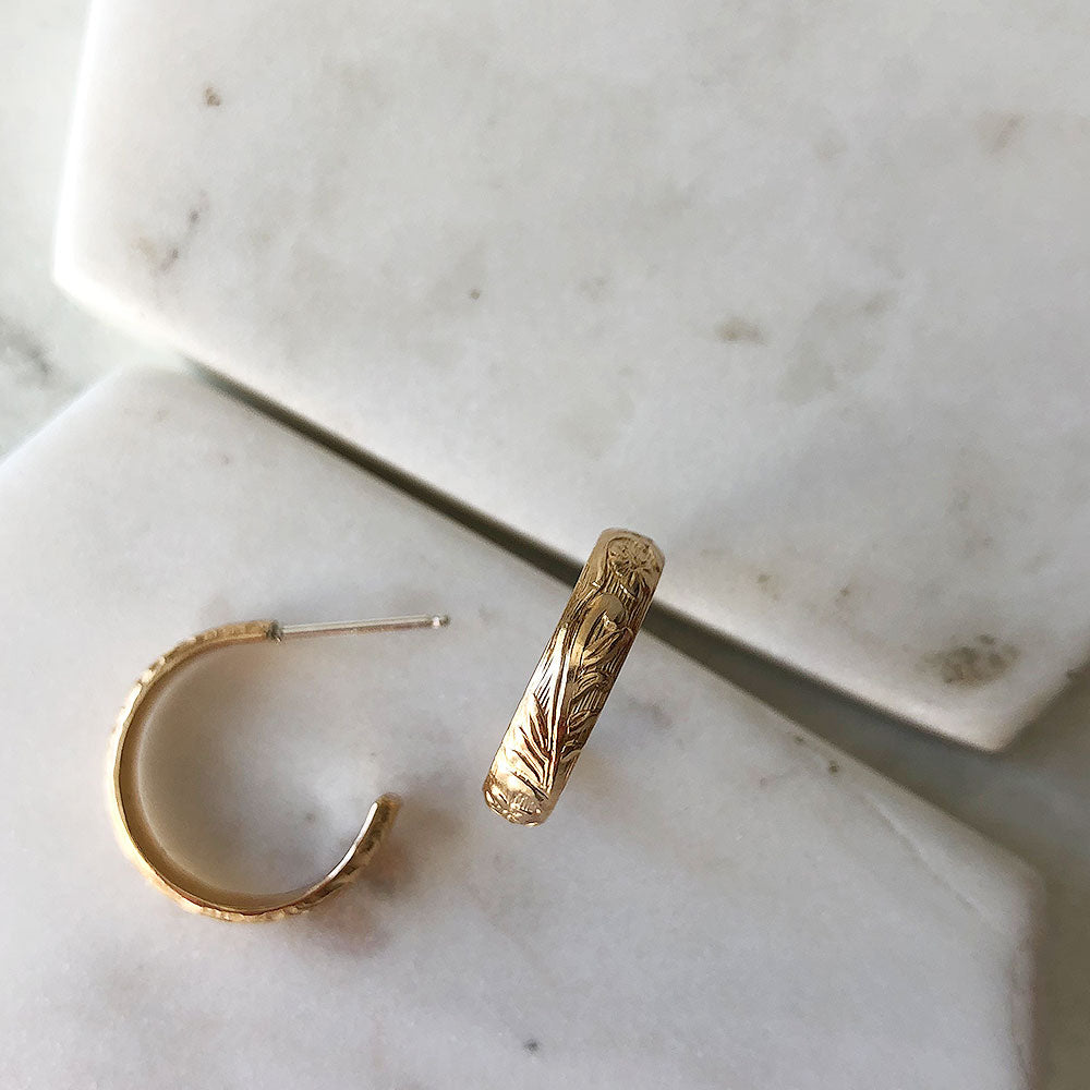 Floral Hoop Earrings for Women - Elegant Gold Plated Flower Design Dangle Earrings - Perfect for Weddings, Parties & Everyday Wear