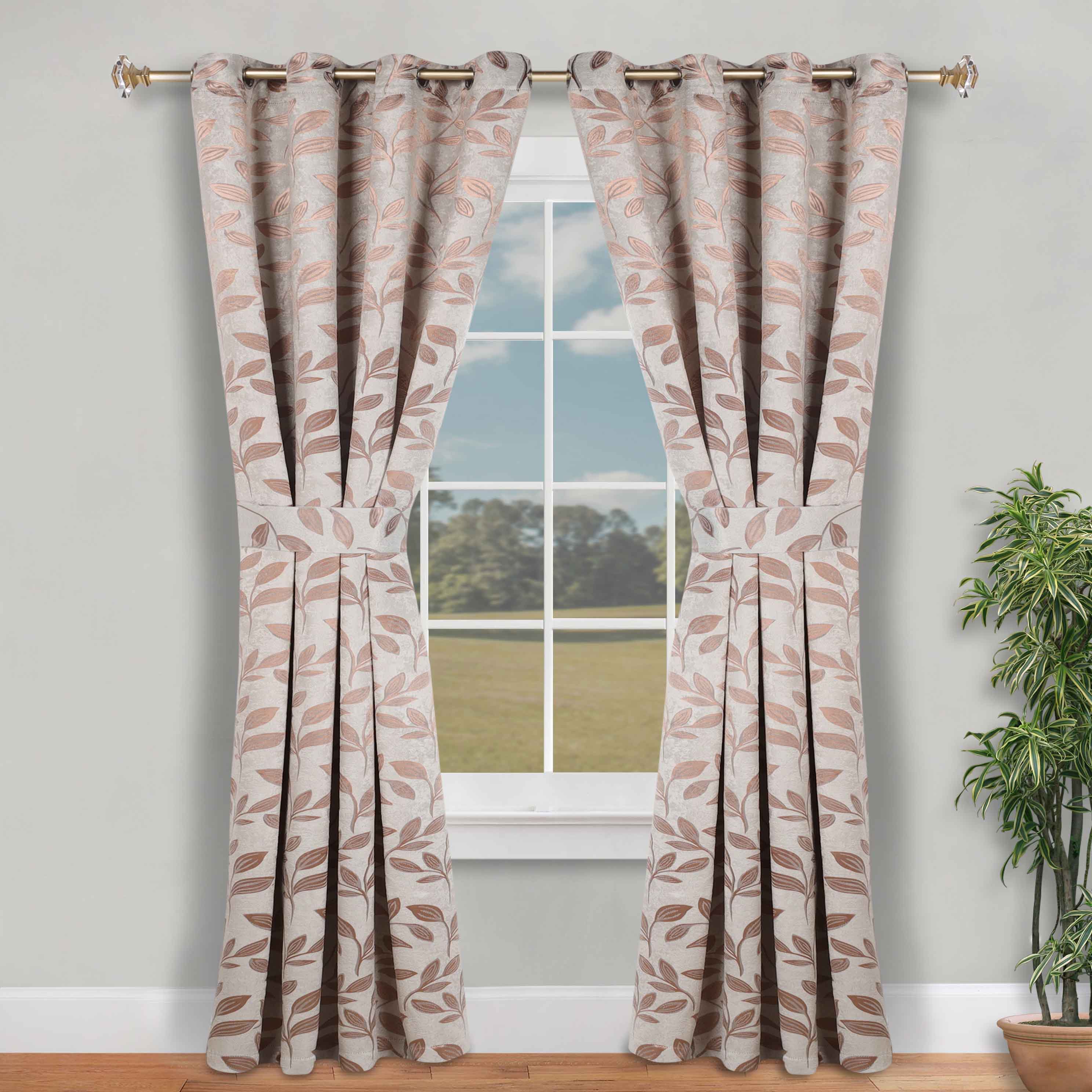 Blackout Curtains for Bedroom - Set of 2 Panels, 100% Room Darkening Thermal Insulated Drapes with Leaves Pattern - Perfect for Nursery, Home Theater & Light Sleepers