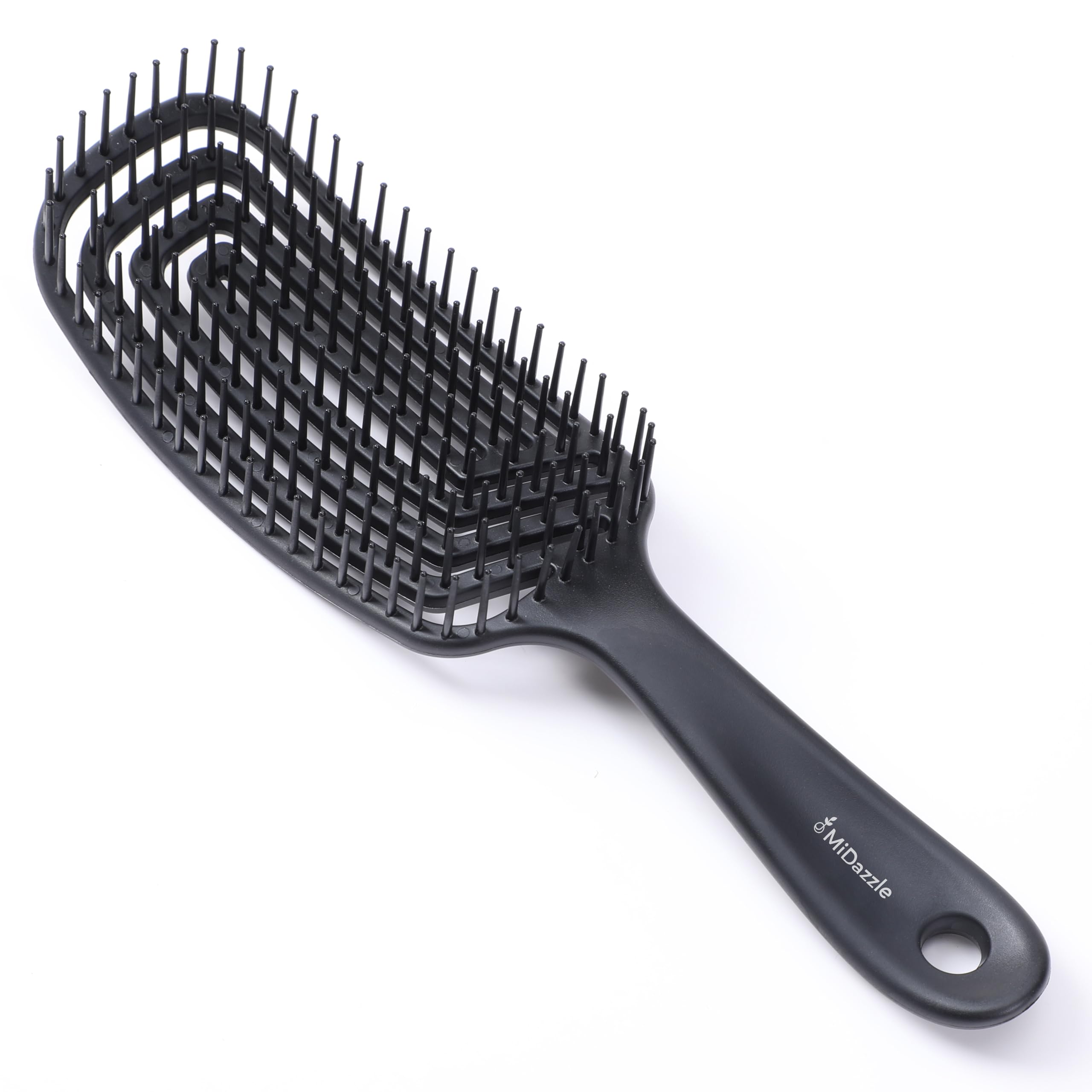 Midazzle Premium Gradient Black 3D Hair Brush - Best for All Hair Types (Men & Women) | Ergonomic Design for Smooth Detangling & Styling | Perfect for Home, Salon & Travel Use (MDHB00015)