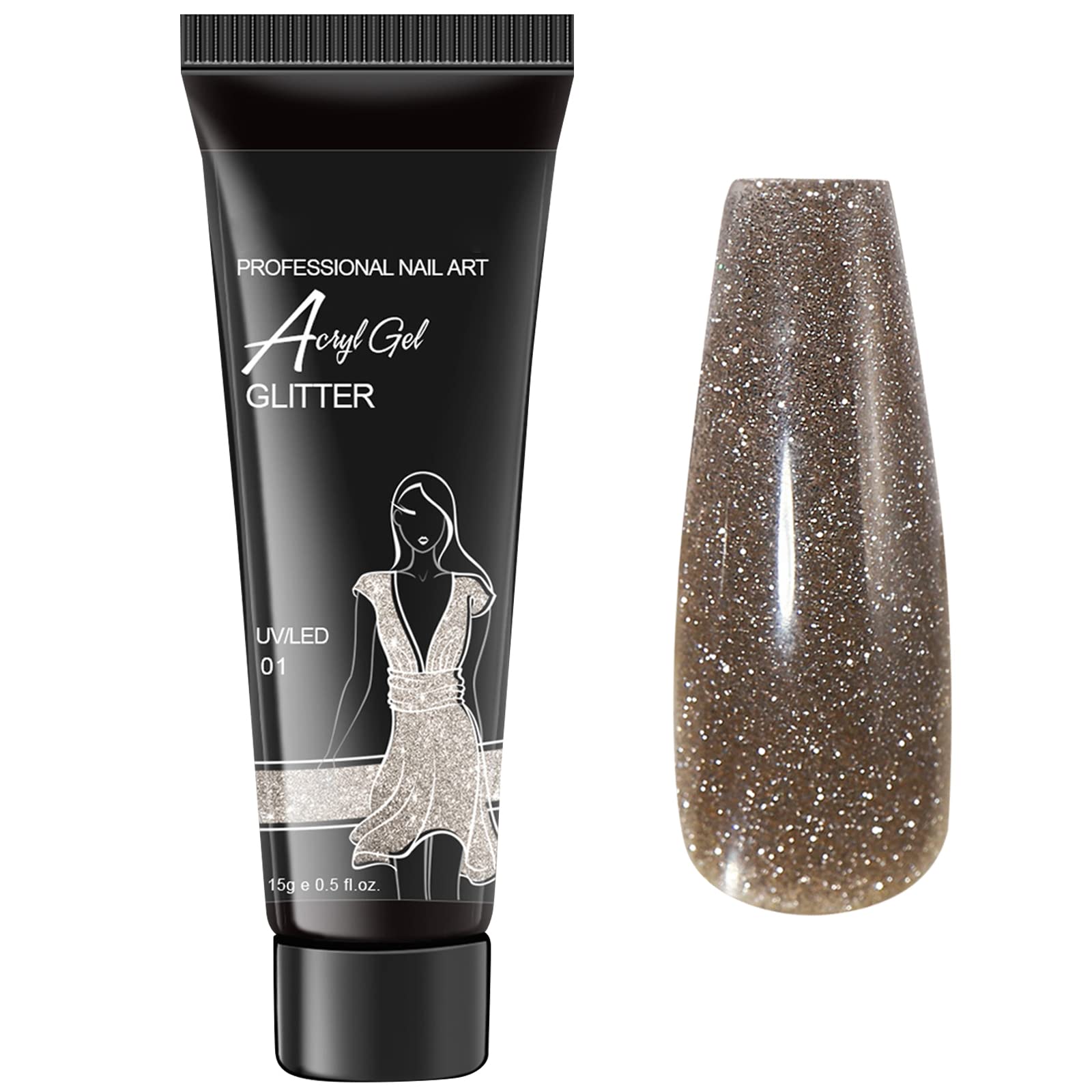 Katutude 15ml Poly Nail Gel - Shiny Glitter UV Builder Gel for Nail Extensions & Enhancements | DIY Manicure Kit for Women & Beginners | Perfect for Home Nail Art, Salon-Quality Manicures & Party Glam Looks