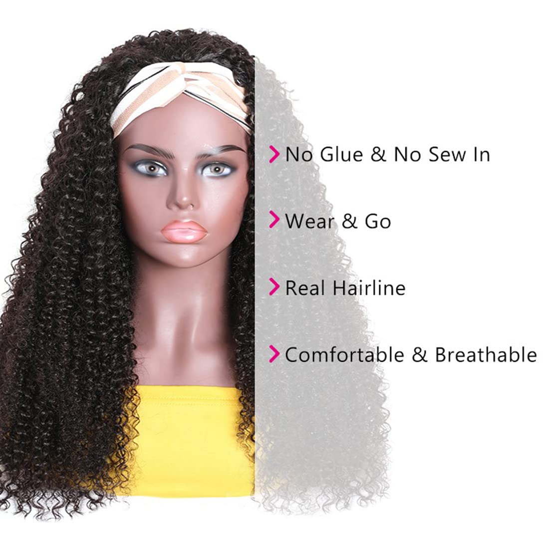 Beauty Forever 10A Grade Afro Kinky Curly Half Wigs for Women - 20 Inch Virgin Human Hair 3/4 Wig with 150% Density, Natural Color, Beginner Friendly Wear & Go Style | Perfect for Daily Wear, Cosplay, and Protective Hairstyles