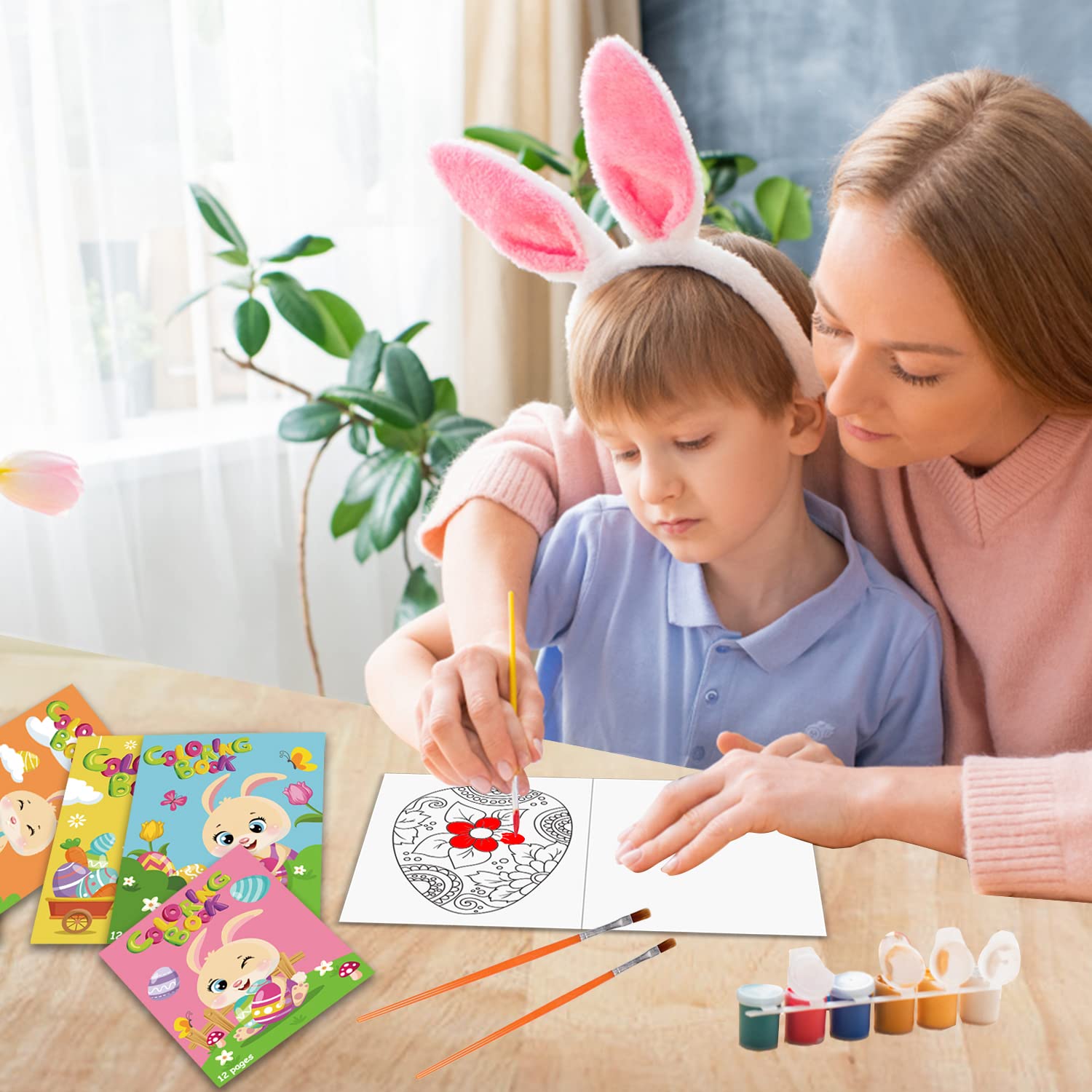 Easter Coloring Books 12 Pack - Rabbit & Egg Designs for Kids Party Favors