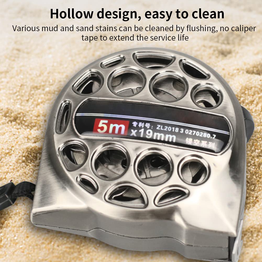 Premium 5M Auto-Lock Stainless Steel Tape Measure - Durable Hollow Metal Construction, Waterproof & Anti-Fall Design for Industrial & Home Use (Silver) | Perfect for Construction, DIY Projects, Carpentry & Home Renovations