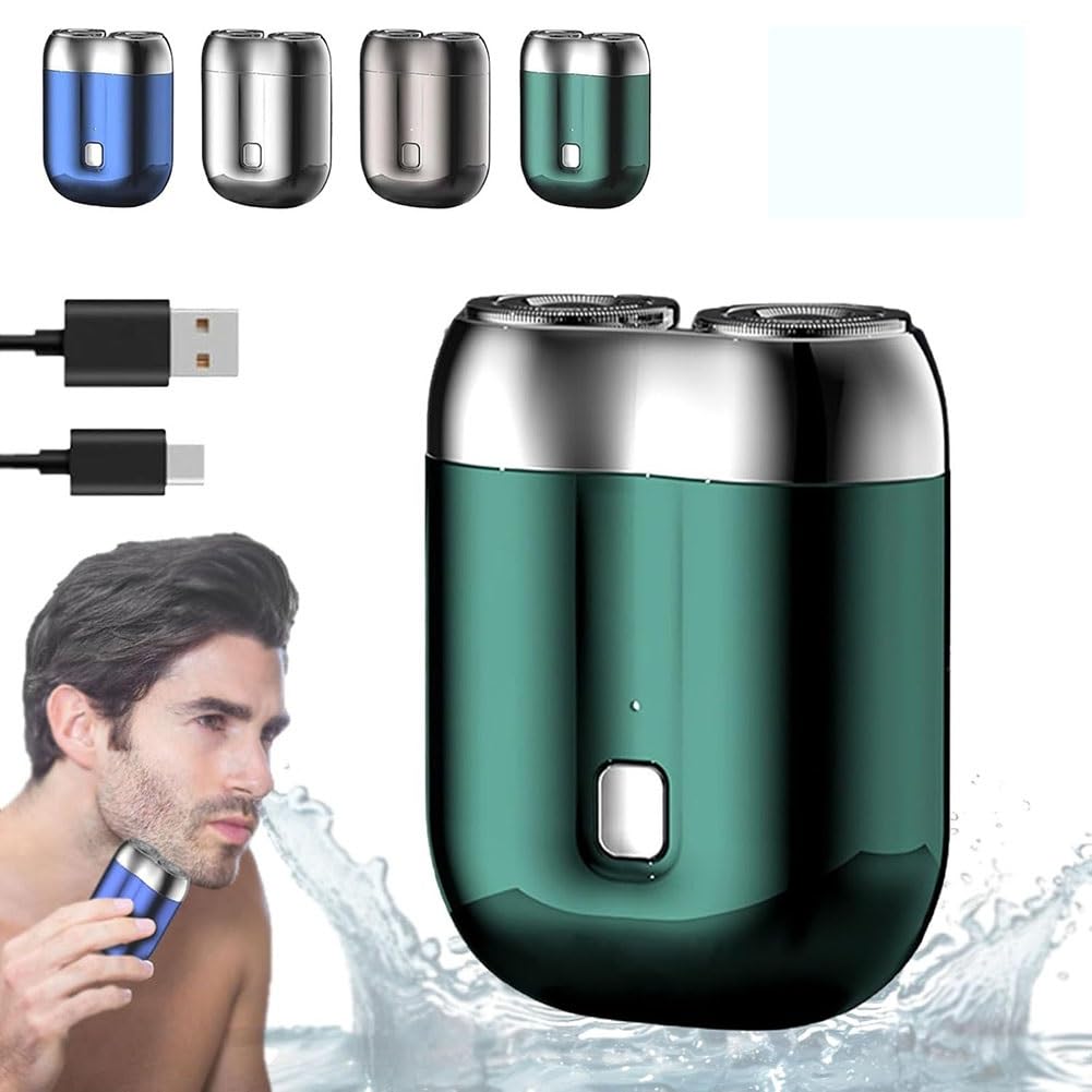 Rechargeable Waterproof Electric Razor for Men - Mini Double Head USB Shaver with Magnetic Detachable Design, Portable Travel & Home Use - Perfect for Business Trips, Gym, and Daily Grooming