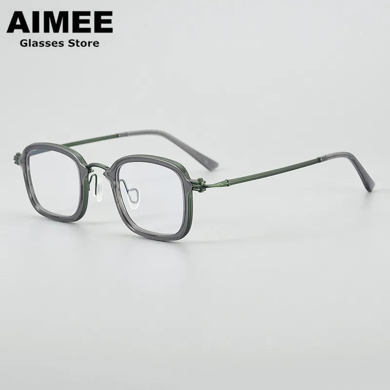 Aimee Unisex Full Rim Big Square Acetate Titanium Eyeglasses Frame 95869 - Lightweight Durable Glasses for Men & Women, Perfect for Reading, Working & Fashion Accessories