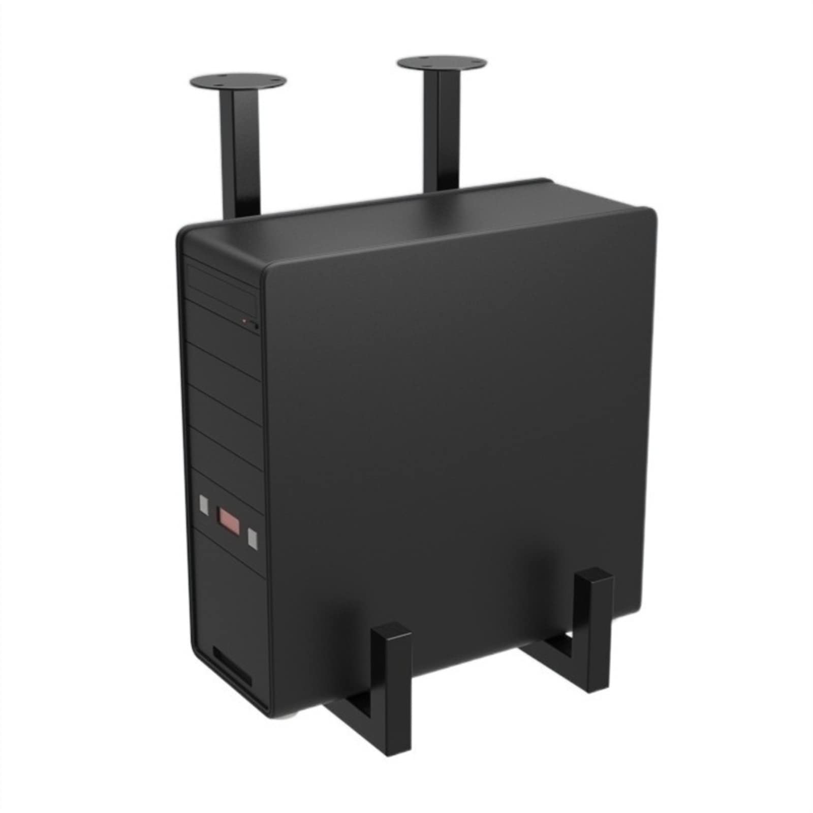 Black Steel CPU Holder for Desktop PC - Heavy Duty Tower Case Mount Bracket Supports 44 lbs - Space Saving Cable Management Solution | Perfect for Office Workstations, Gaming Rigs & Home Computers - Ideal for Compact Spaces & Organized Setups
