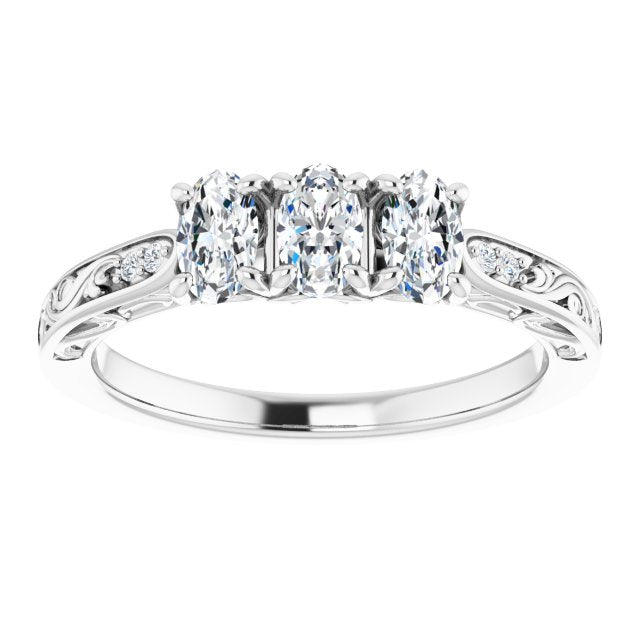 0.65 Carat Oval & Round Cut Diamond Filigree Accent Wedding Band Ring for Women - Elegant Bridal Jewelry for Engagement, Anniversary & Special Occasions