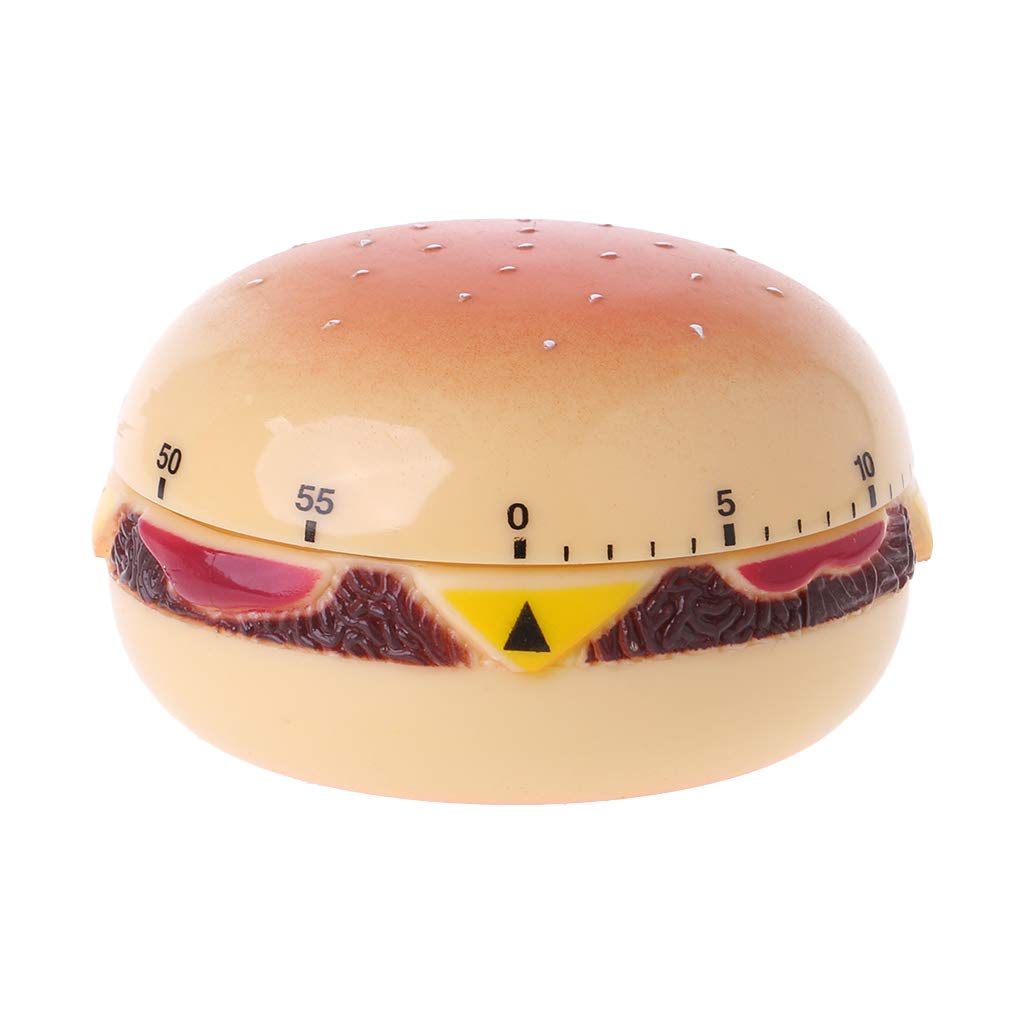 60 Minute Mechanical Kitchen Timer - Digital Countdown Alarm for Cooking, Baking & BBQ - Perfect Hamburger-Shaped Home Decor & Cooking Tool