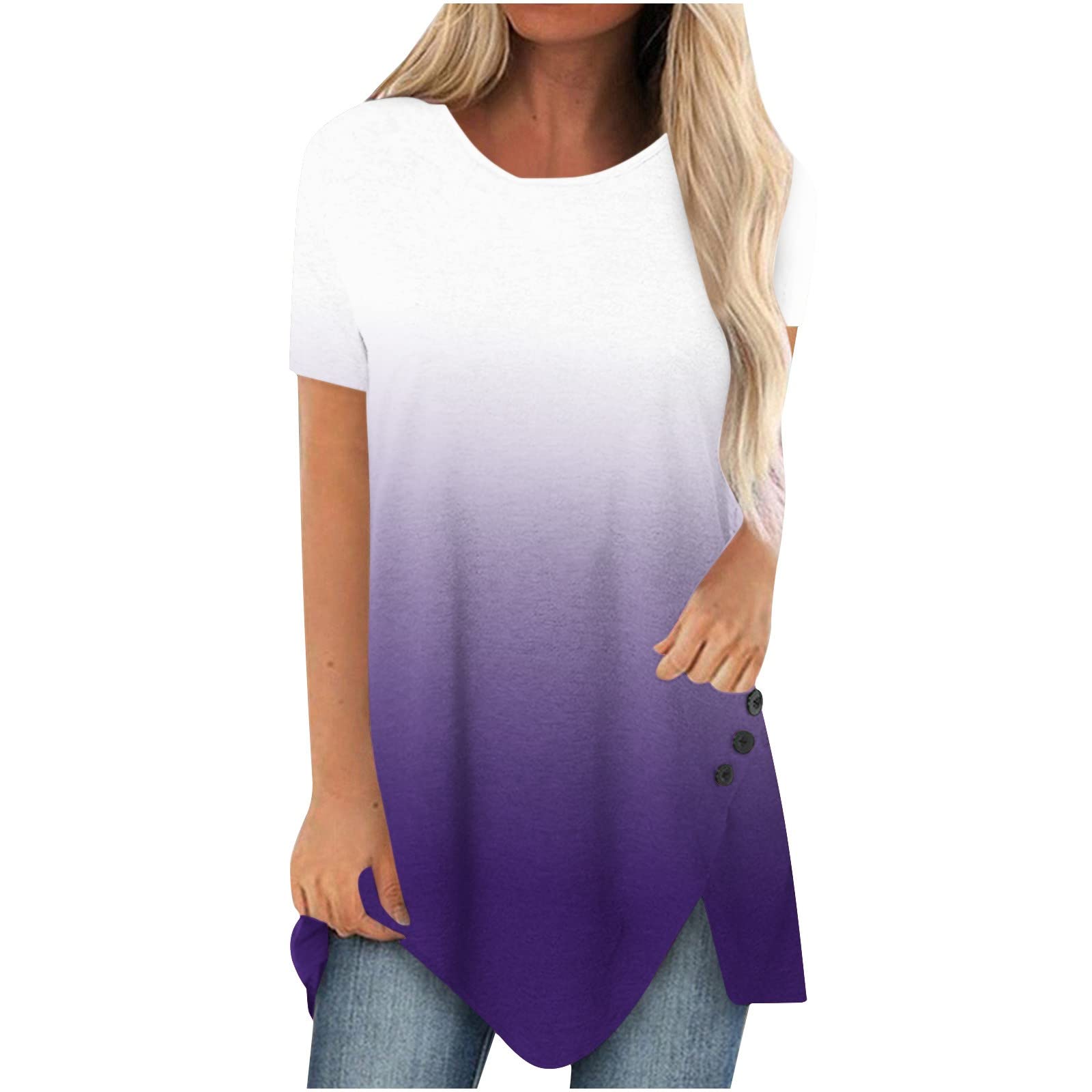 Women's Casual T-Shirts - Summer Cute Printed Tee, Loose Fit Plus Size Short Sleeve Blouse, Sexy & Comfortable Tunic Top for Everyday Wear, Beach Outings and Date Nights
