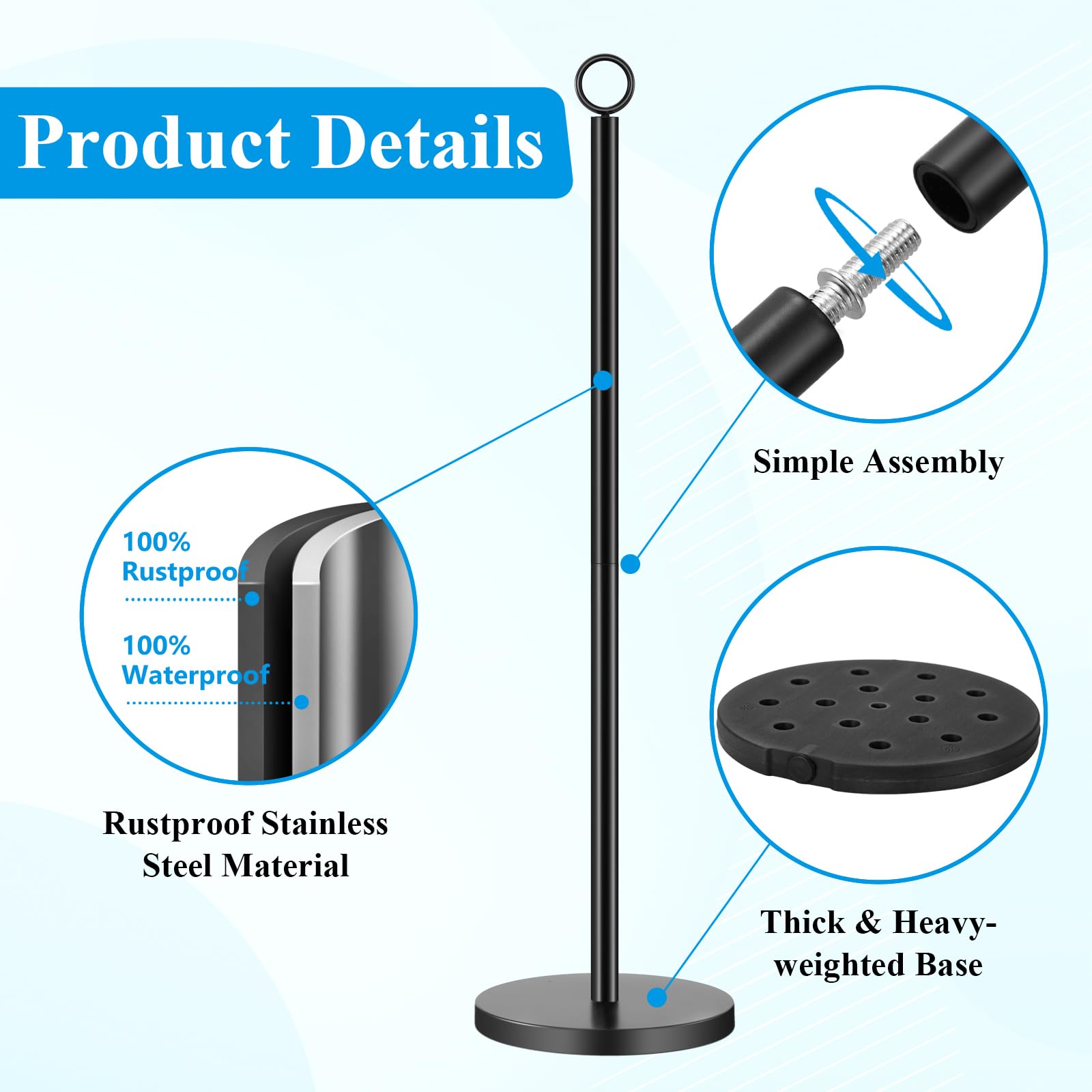 DECLUTTR Free Standing Toilet Paper Holder Stand - Holds 4 Spare Rolls, Black Bathroom Tissue Dispenser for Home, Office & RV Use