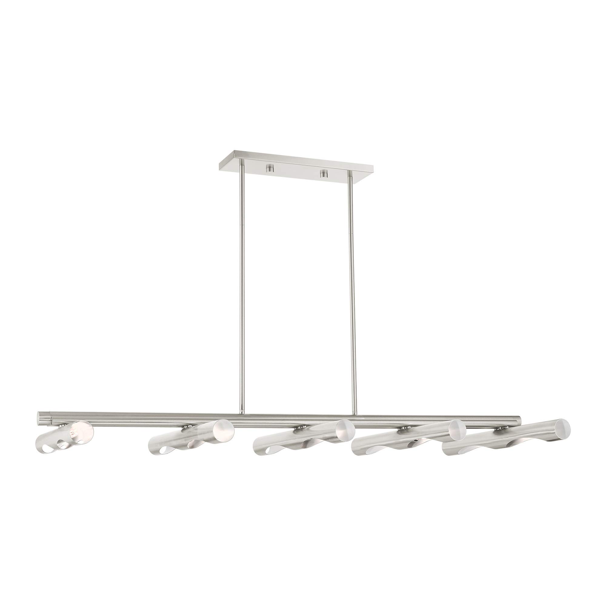 Livex Lighting Acra 10-Light Brushed Nickel Linear Chandelier - Modern Dining Room Pendant Light for Kitchen Island, Entryway & Living Room