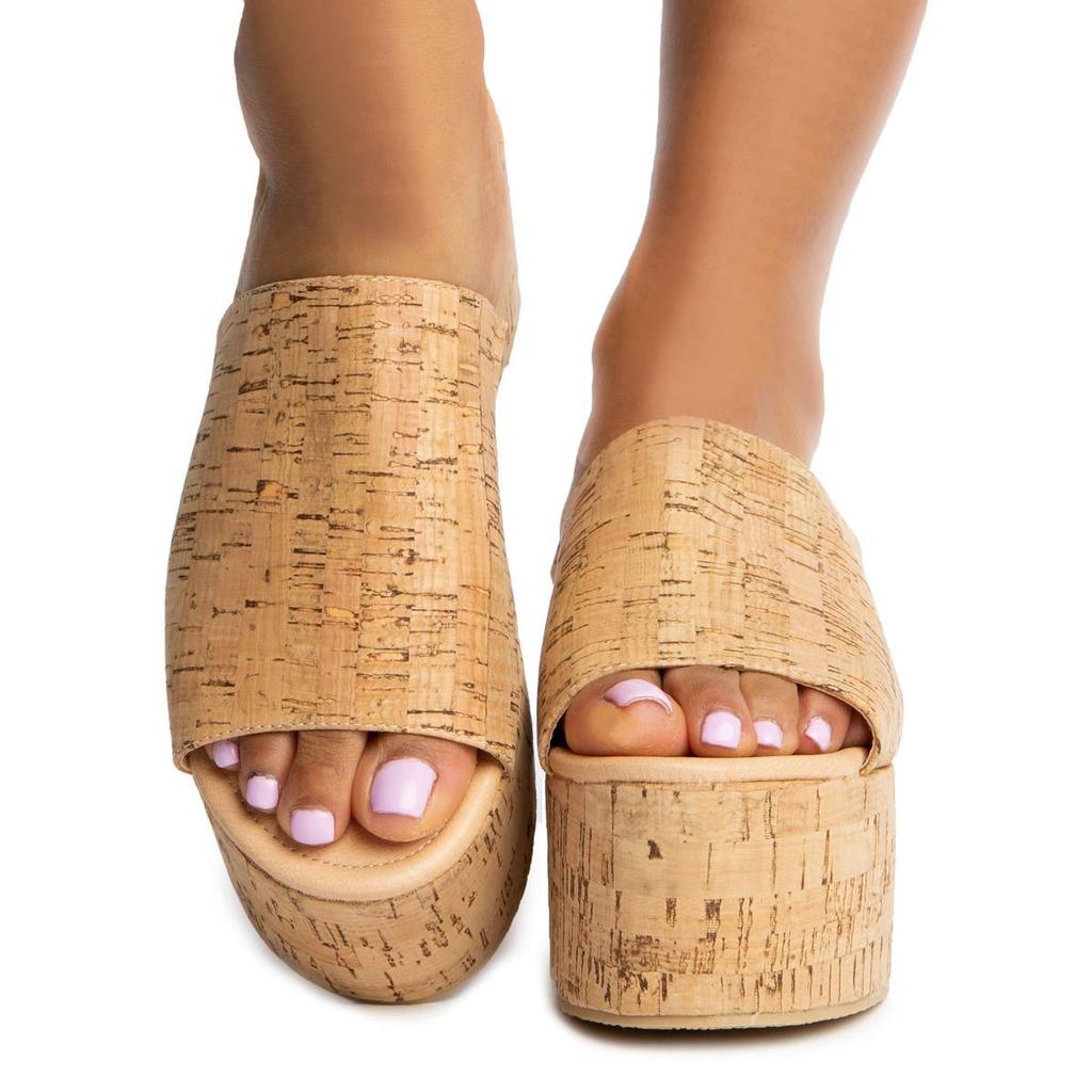 Britney Women's Cork Platform Sandals - Comfortable Summer Wedge Heel Shoes for Beach, Vacation & Casual Outfits