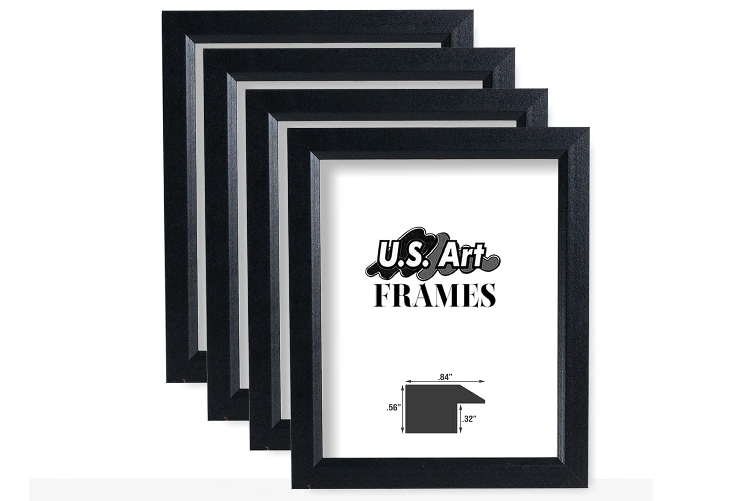 12x18 Inch Black Solid Wood Picture Frame Set of 4 - .84 Inch Thick Poplar Wood Poster Frames for Wall Art, Photos, and Home Decor