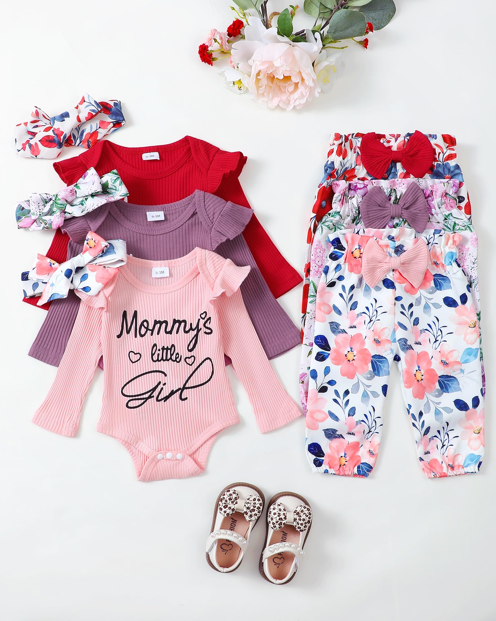 Adorable Baby Girl Clothes Set - Long Sleeve Romper & Pants Outfit for Newborns & Infants | Soft & Cozy Fall/Winter Wear | Perfect for Daily Outings, Family Photos & Special Occasions